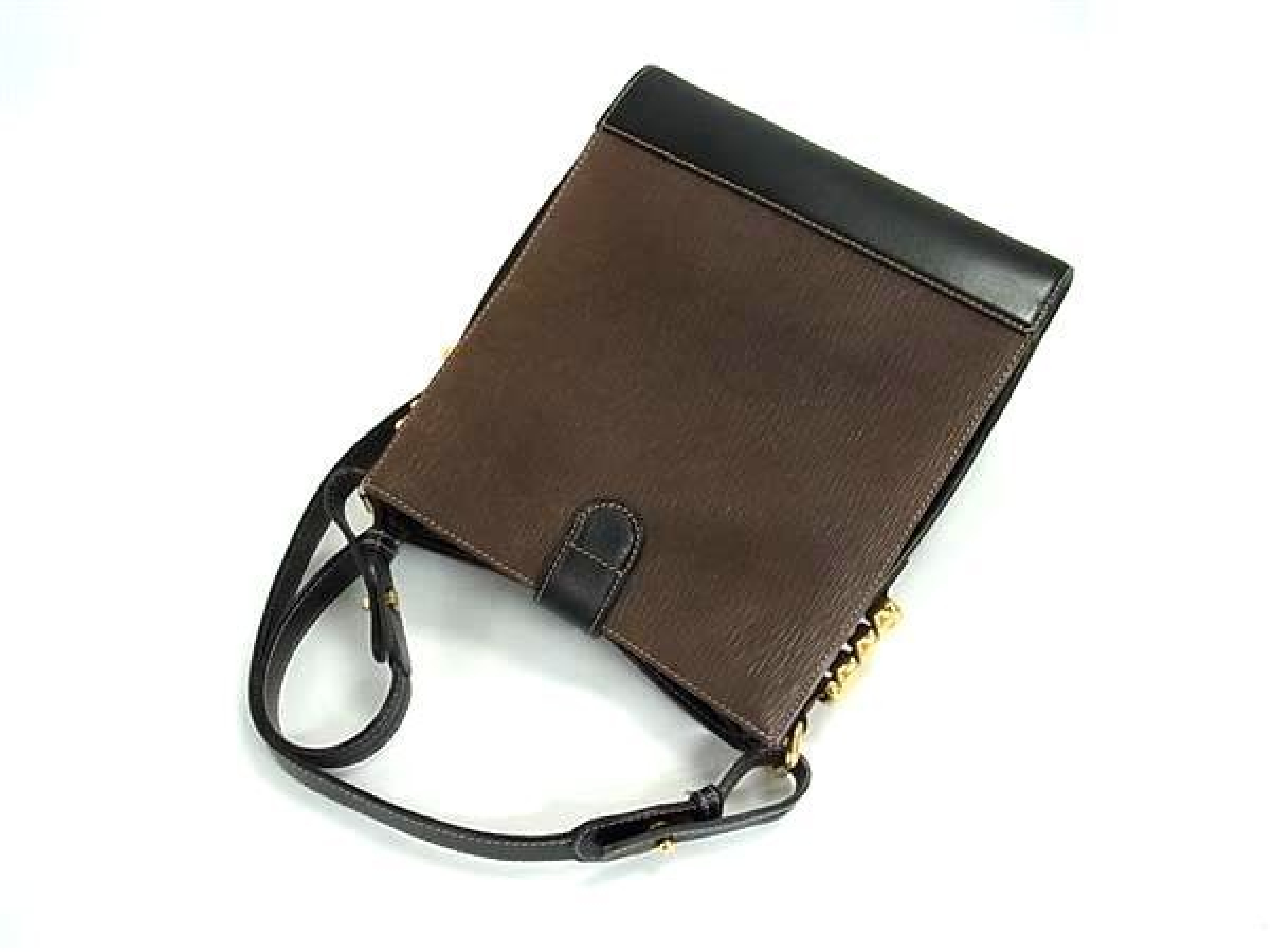 Velázquez Leather Crossbody Shoulder Bag for Men and Women, Brown/Black, HB4430 — view 3