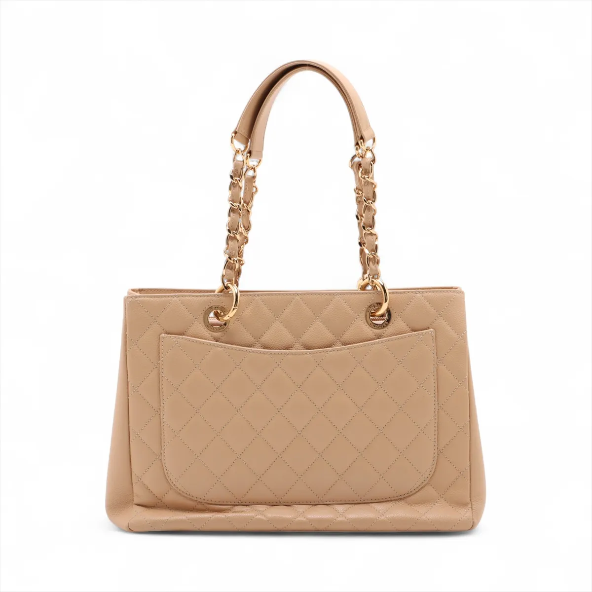 GST Caviar Skin Chain Tote Bag, Beige with Gold Hardware, Item No. 18390700, Series No. 18 — view 2