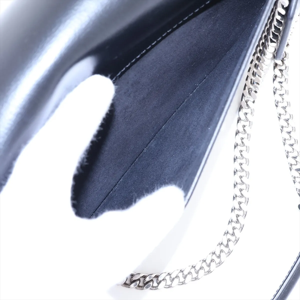 Sunset Leather Chain Shoulder Bag, Black, 442906 — view 11