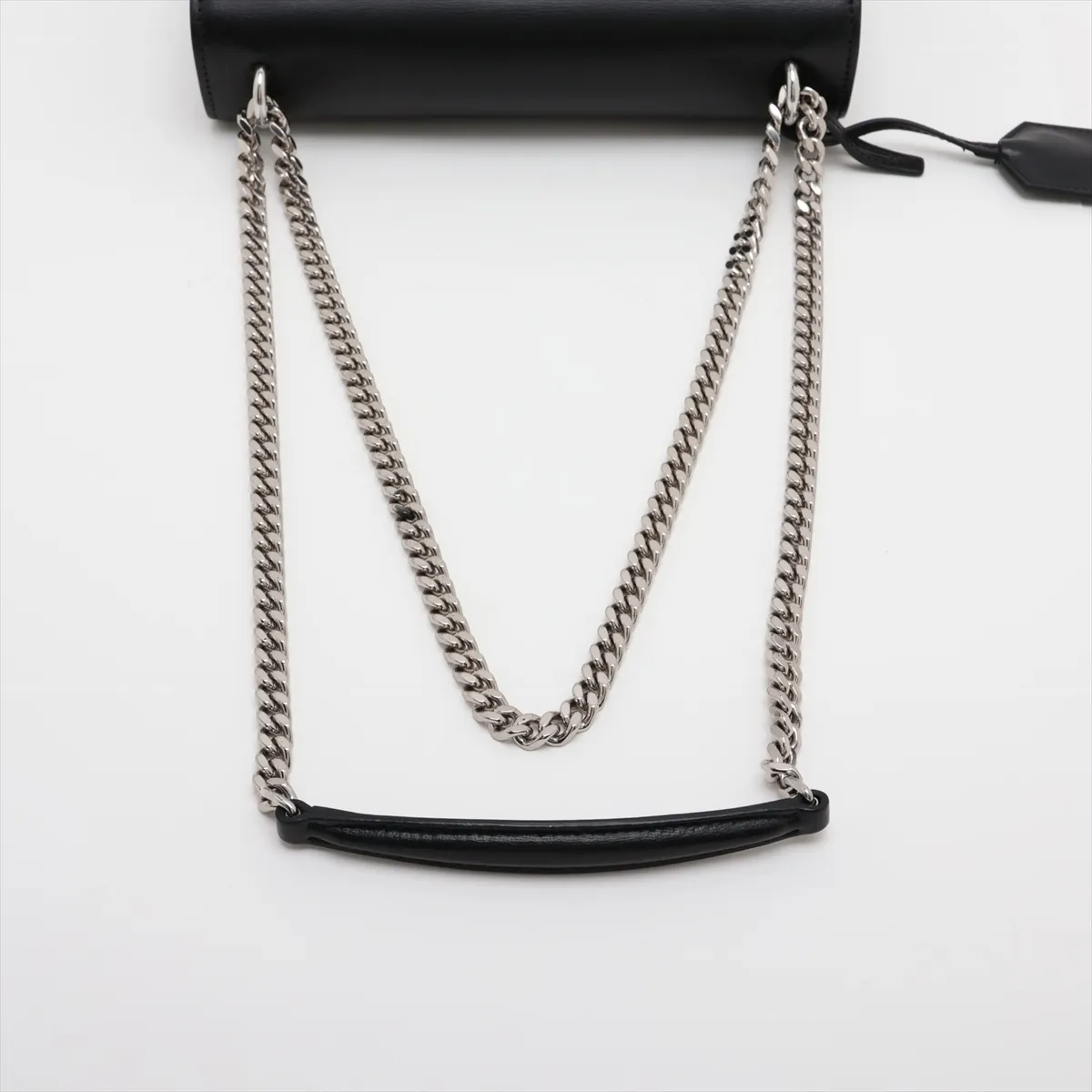 Sunset Leather Chain Shoulder Bag, Black, 442906 — view 5