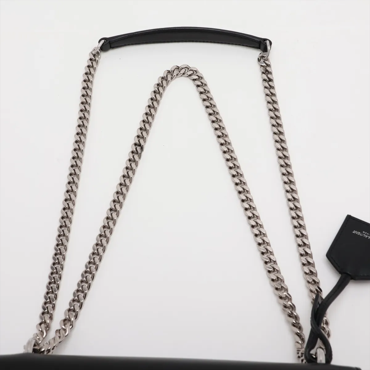 Sunset Leather Chain Shoulder Bag, Black, 442906 — view 6