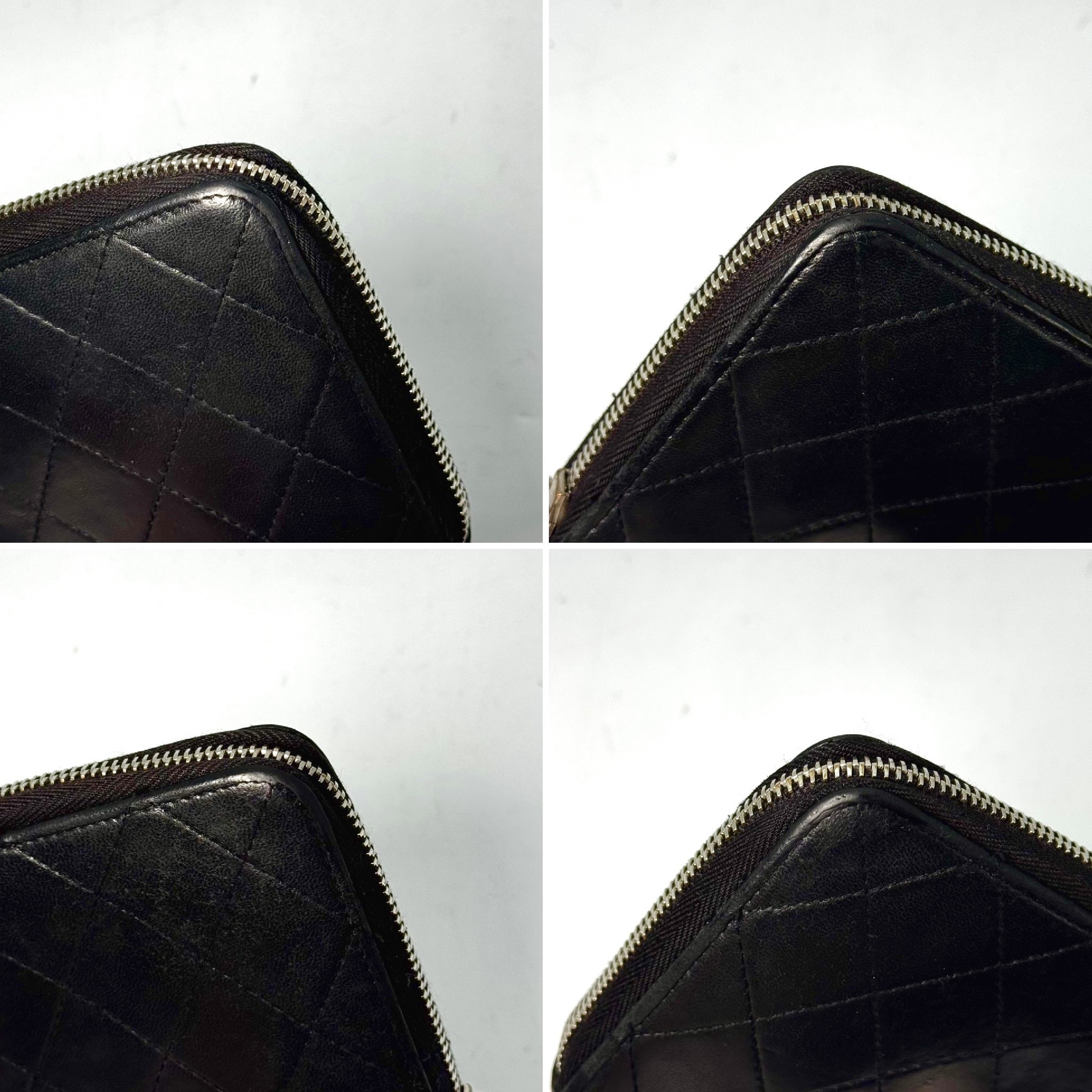 Matelassé Lambskin Round Zip Long Wallet Black 14615977 Wallet — view 7