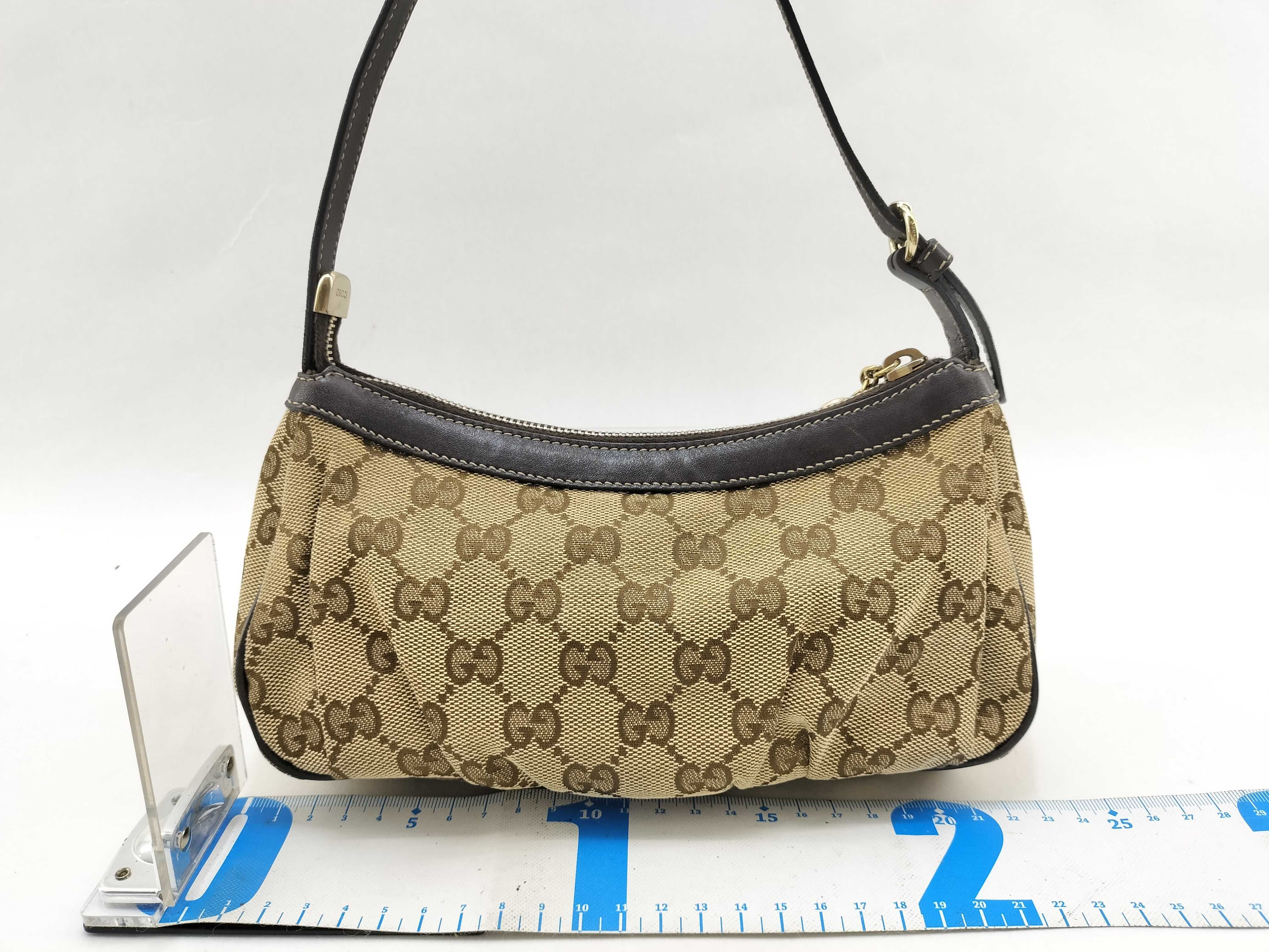 GG Canvas Brown Canvas GG Monogram Heart Zipper Underarm Bag Pouch — view 2