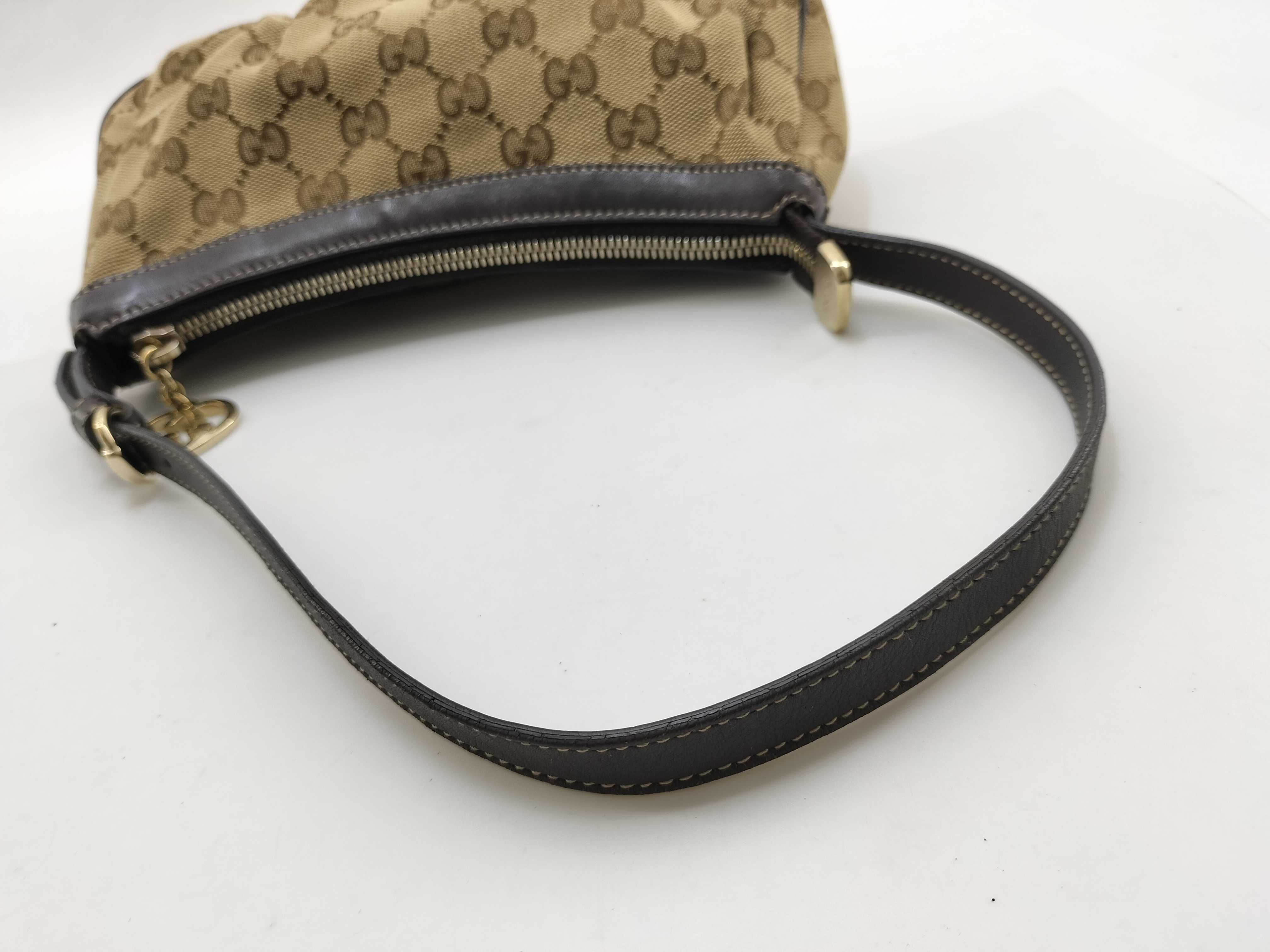 GG Canvas Brown Canvas GG Monogram Heart Zipper Underarm Bag Pouch — view 6