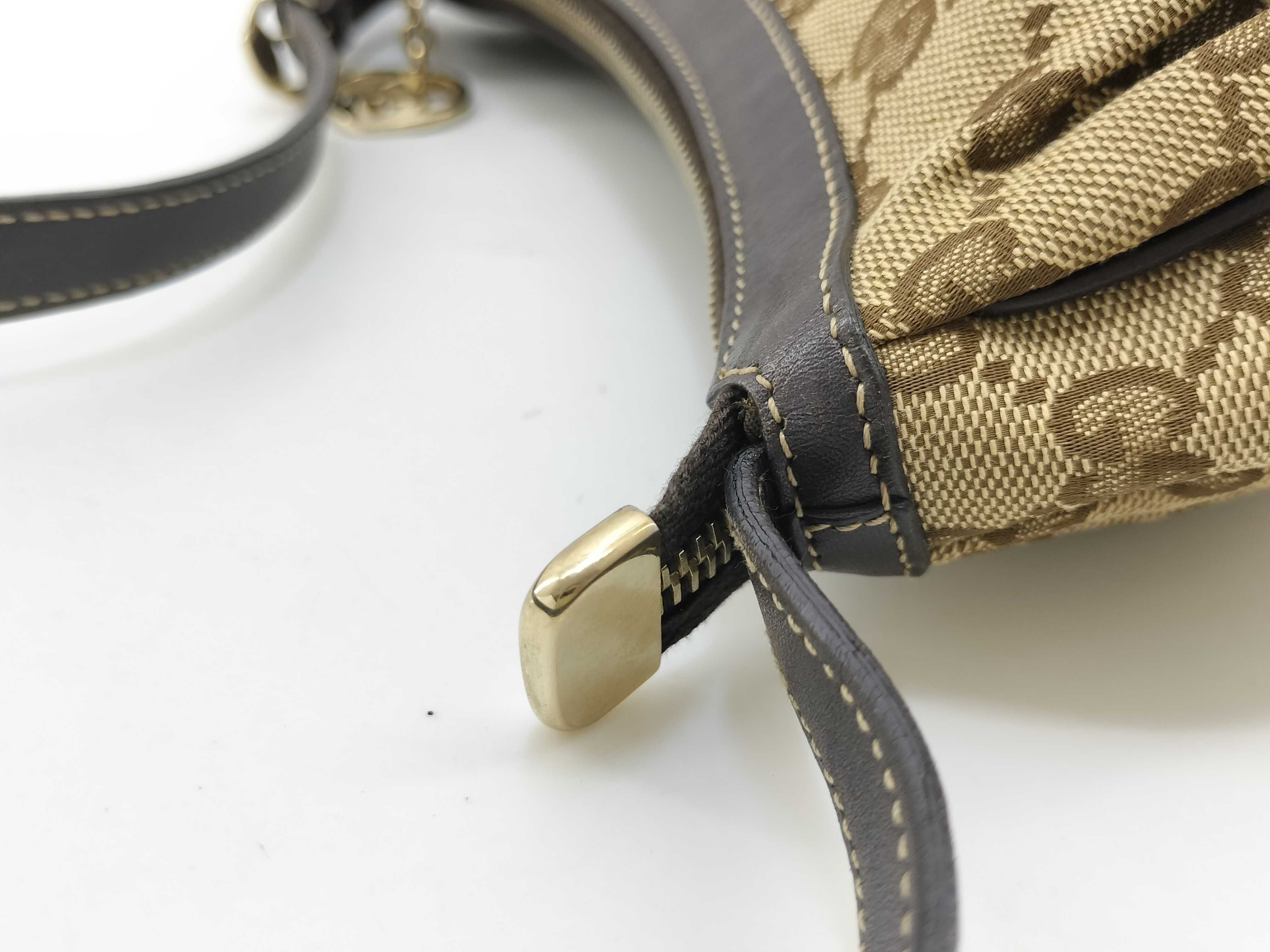 GG Canvas Brown Canvas GG Monogram Heart Zipper Underarm Bag Pouch — view 7