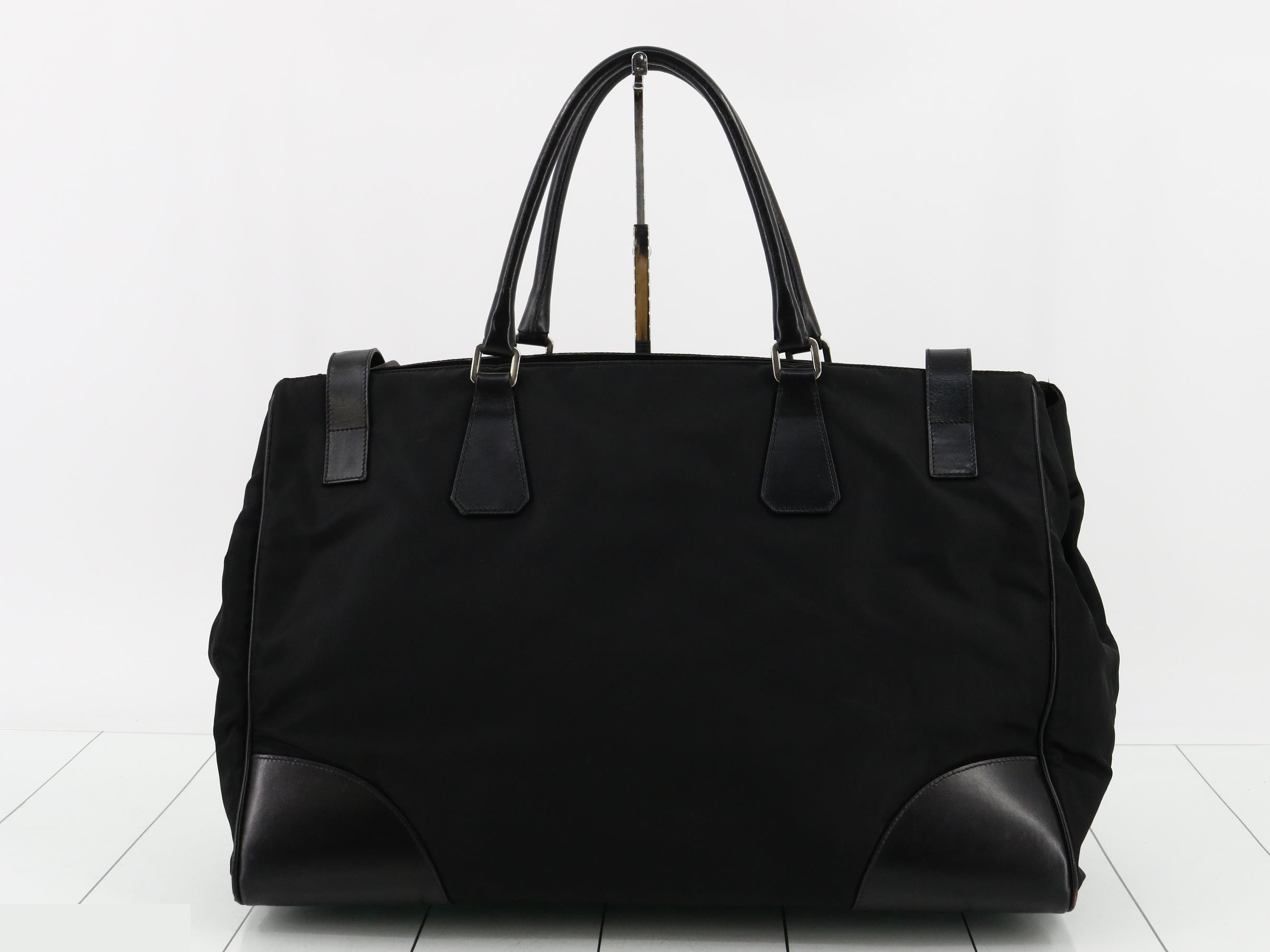 VA0096 Nylon Tote Bag, Black Leather — view 2