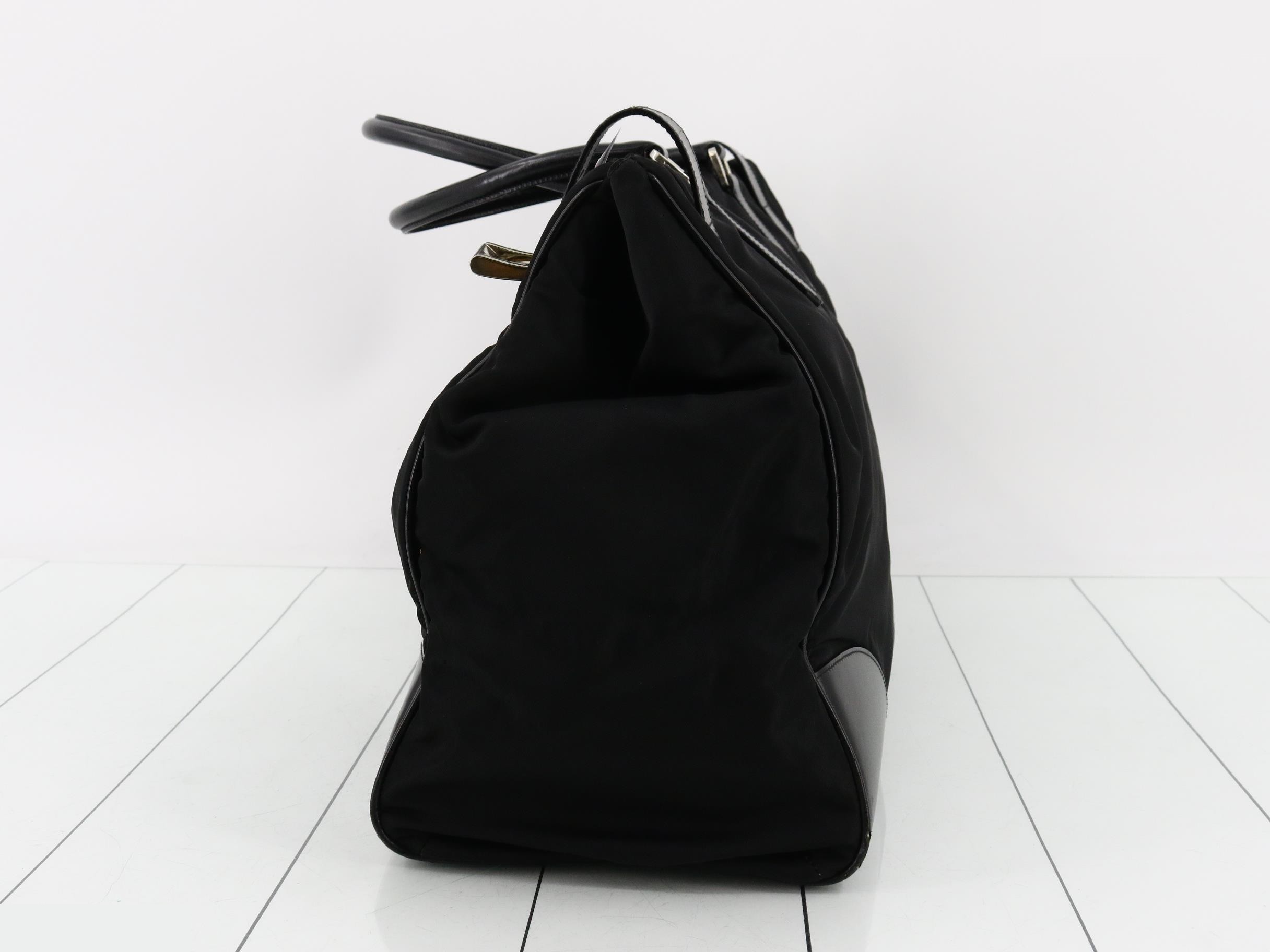 VA0096 Nylon Tote Bag, Black Leather — view 3