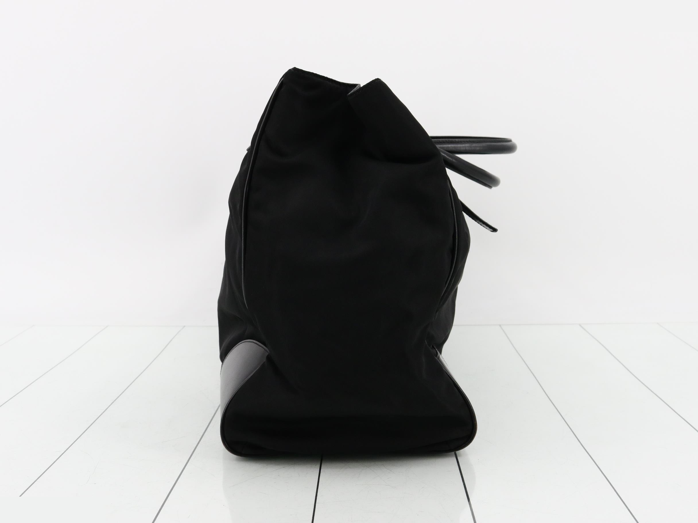 VA0096 Nylon Tote Bag, Black Leather — view 4