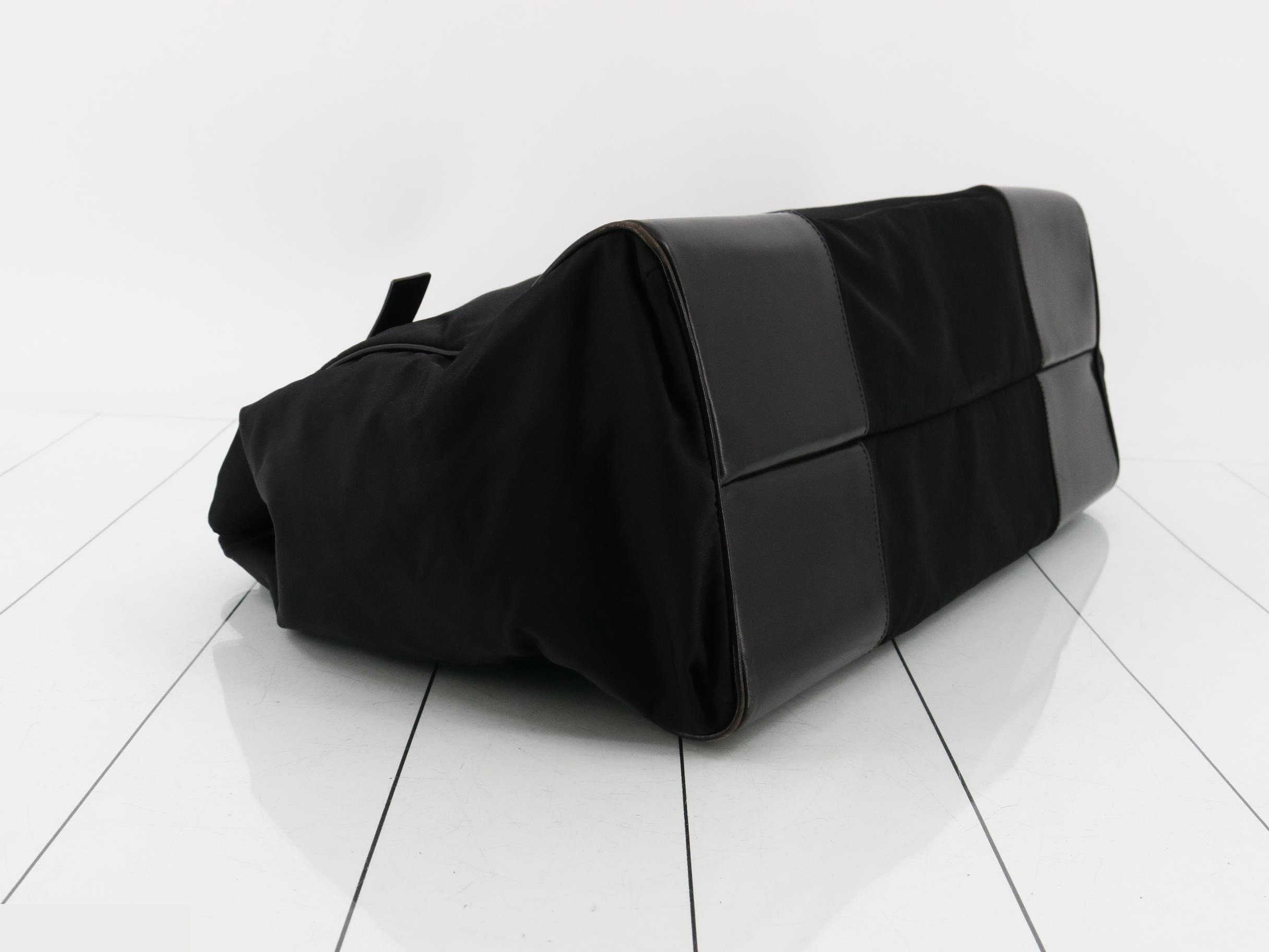VA0096 Nylon Tote Bag, Black Leather — view 5