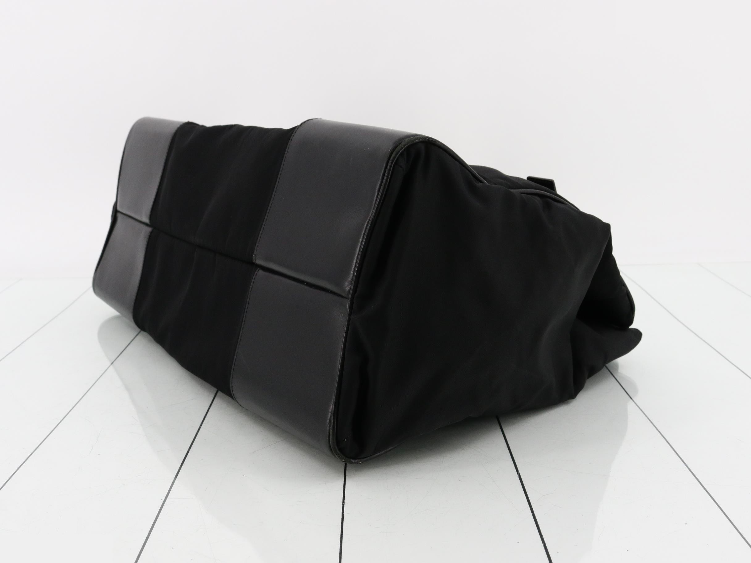 VA0096 Nylon Tote Bag, Black Leather — view 6