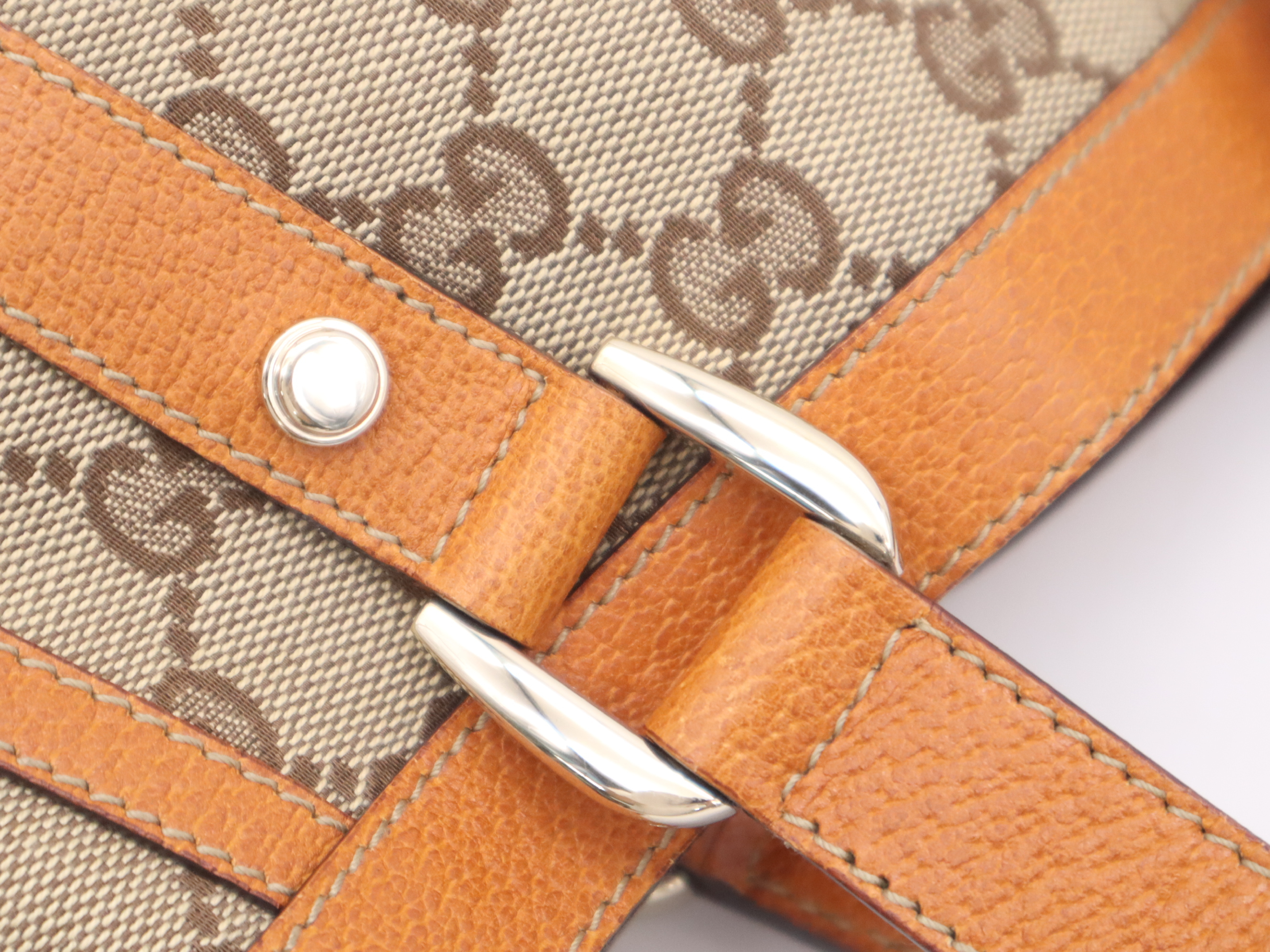 146246GG Canvas Abby 2-way Handbag in Beige and Orange, with Shoulder Strap and Dust Bag — view 7