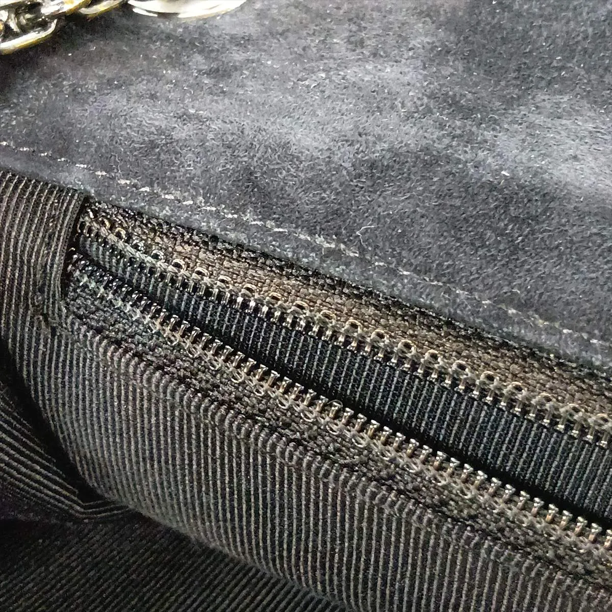 2.55 Suede Single Flap Single Chain Bag, Chocolate Bar Pattern, Black with Silver Hardware, 5693810 (Serial Number 5) — view 11