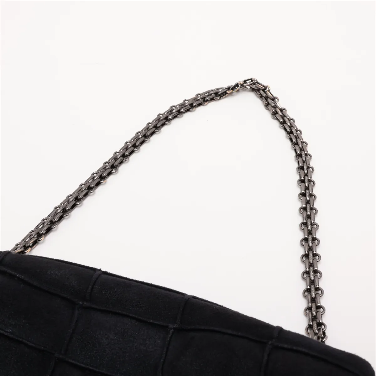 2.55 Suede Single Flap Single Chain Bag, Chocolate Bar Pattern, Black with Silver Hardware, 5693810 (Serial Number 5) — view 5