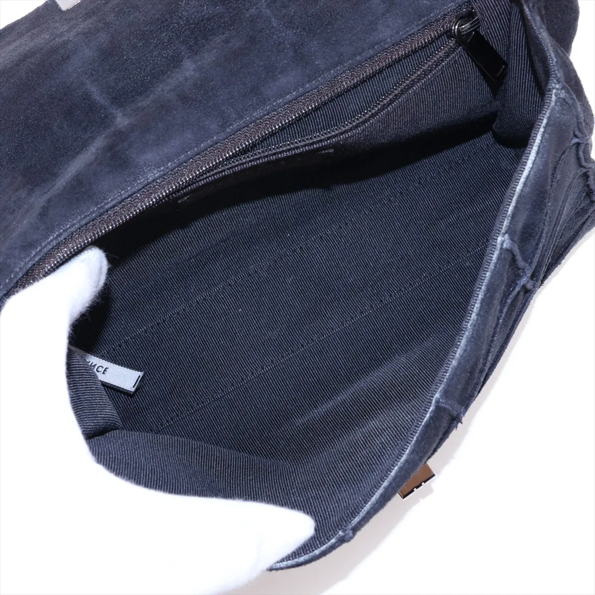 2.55 Suede Single Flap Single Chain Bag, Chocolate Bar Pattern, Black with Silver Hardware, 5693810 (Serial Number 5) — view 6