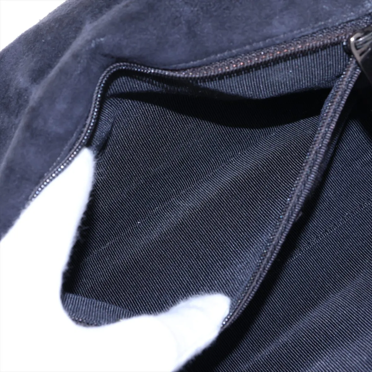 2.55 Suede Single Flap Single Chain Bag, Chocolate Bar Pattern, Black with Silver Hardware, 5693810 (Serial Number 5) — view 7