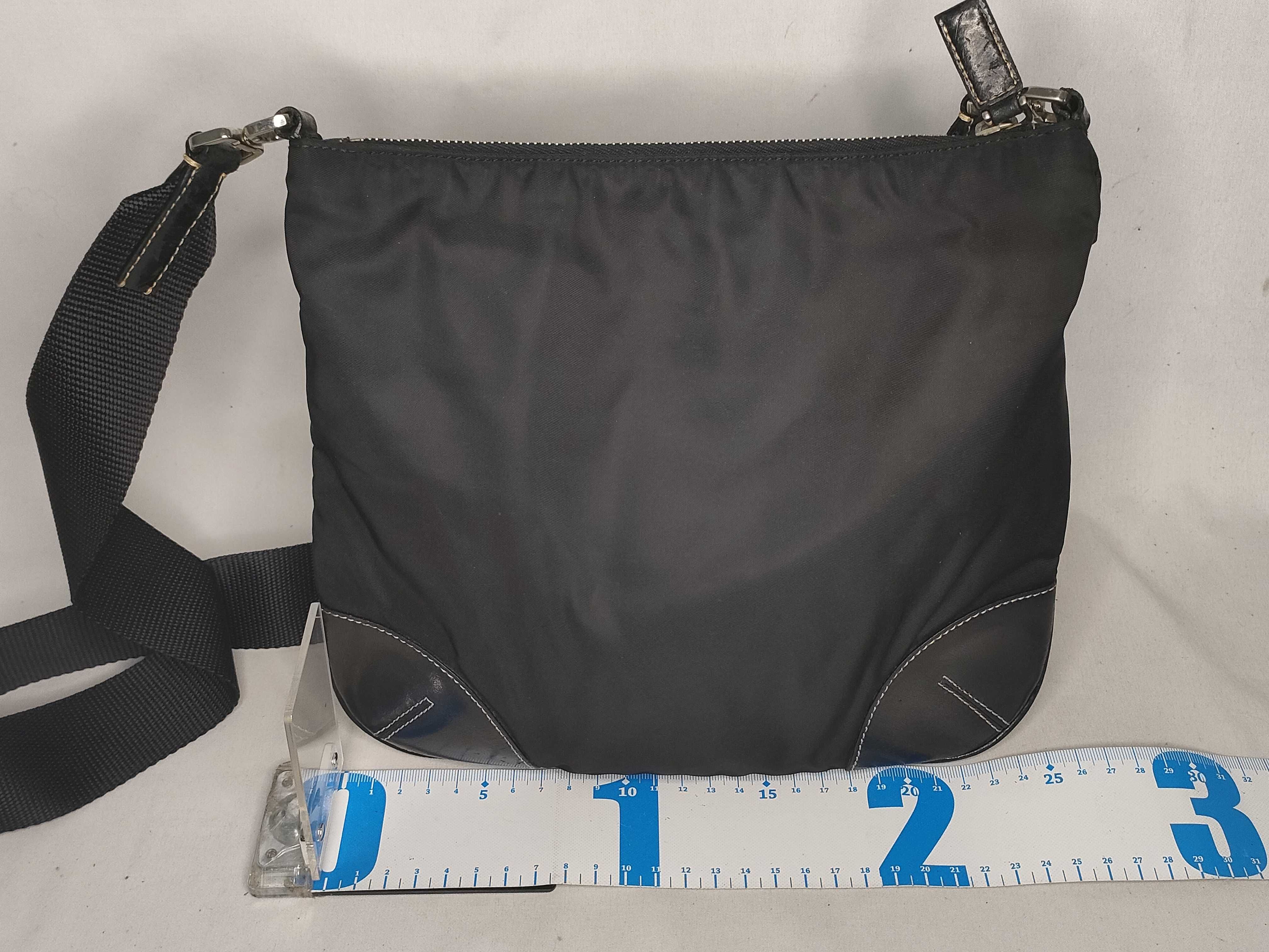 Nylon Flat Shoulder Bag, Black — view 2