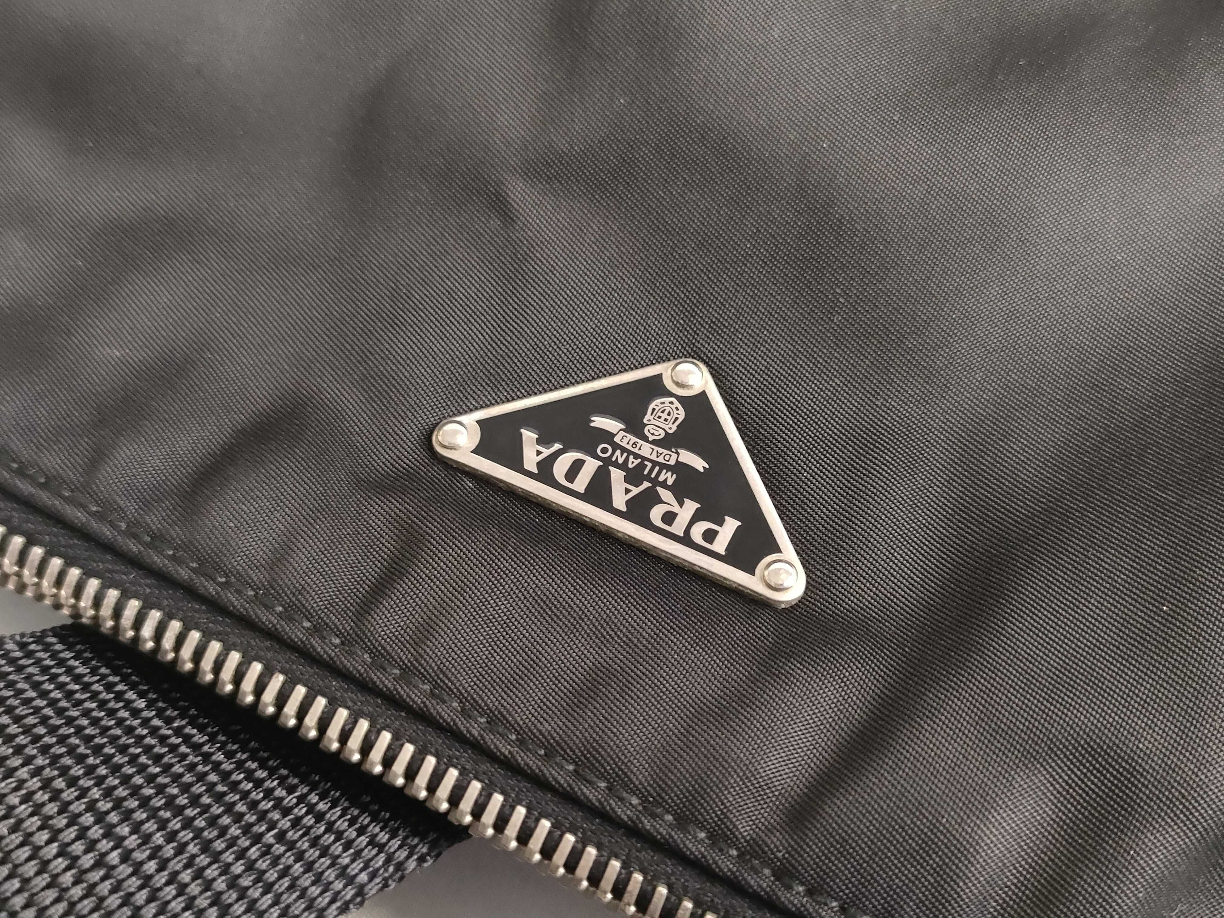 Nylon Flat Shoulder Bag, Black — view 14