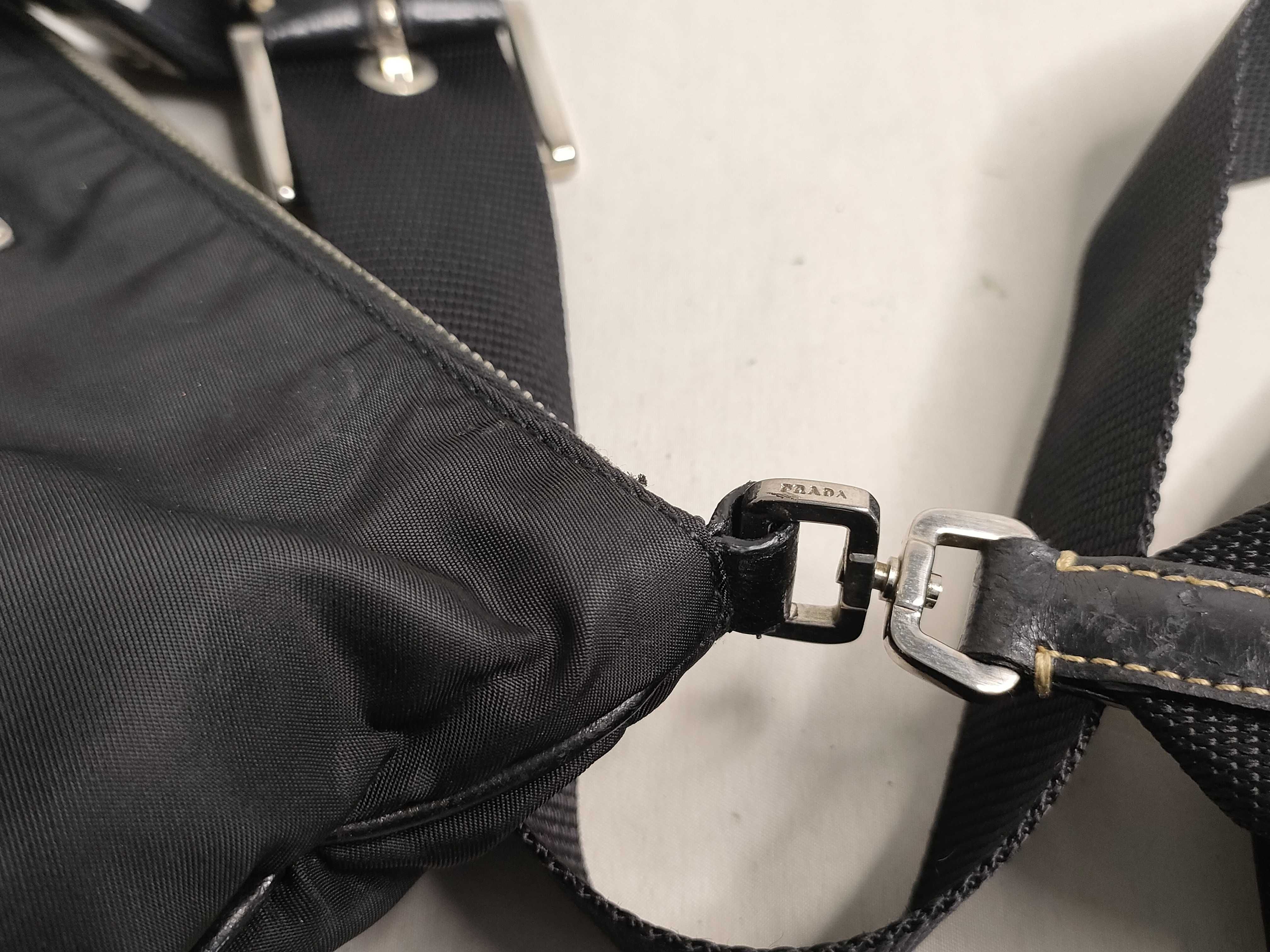 Nylon Flat Shoulder Bag, Black — view 5