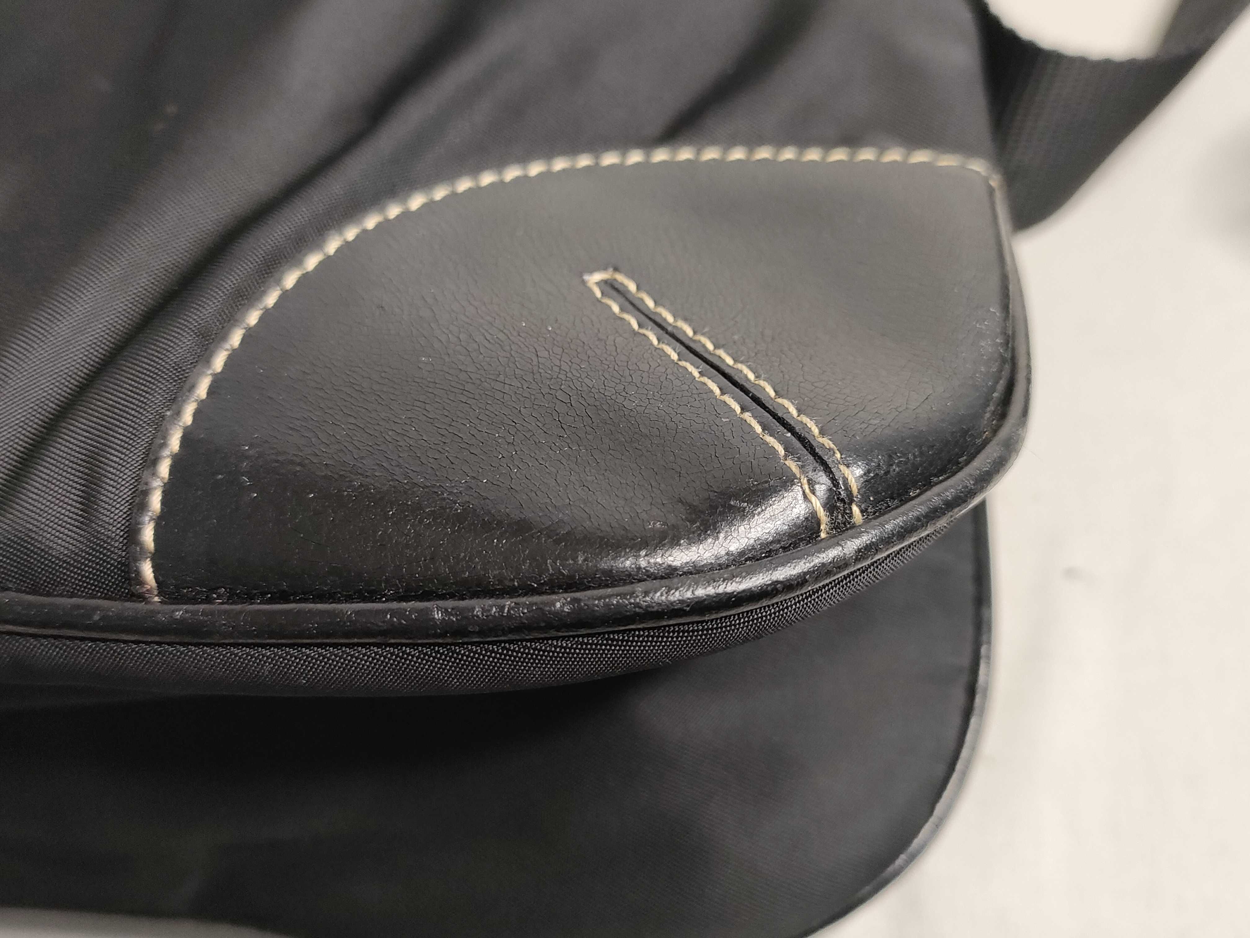 Nylon Flat Shoulder Bag, Black — view 6