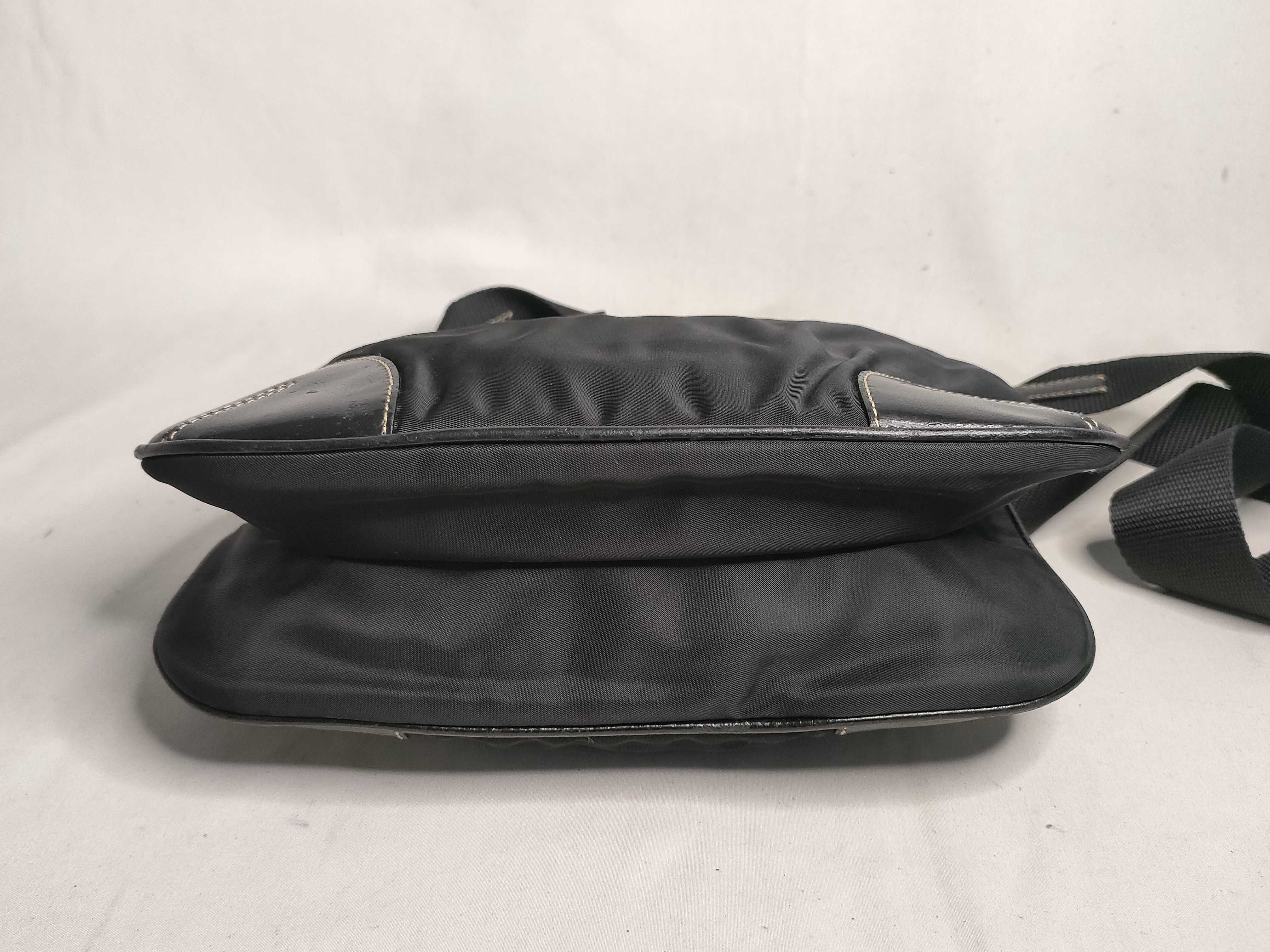 Nylon Flat Shoulder Bag, Black — view 7