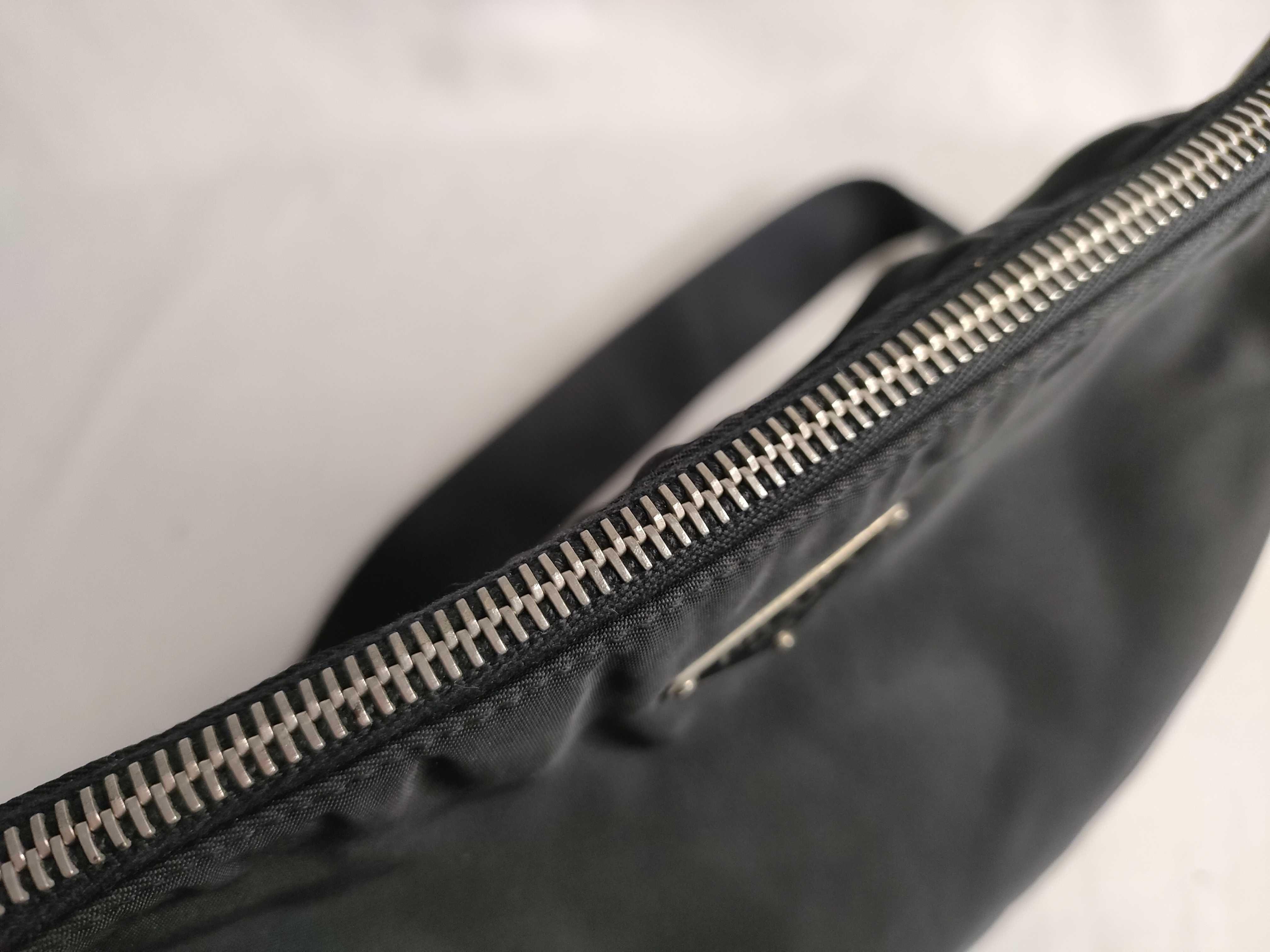 Nylon Flat Shoulder Bag, Black — view 8