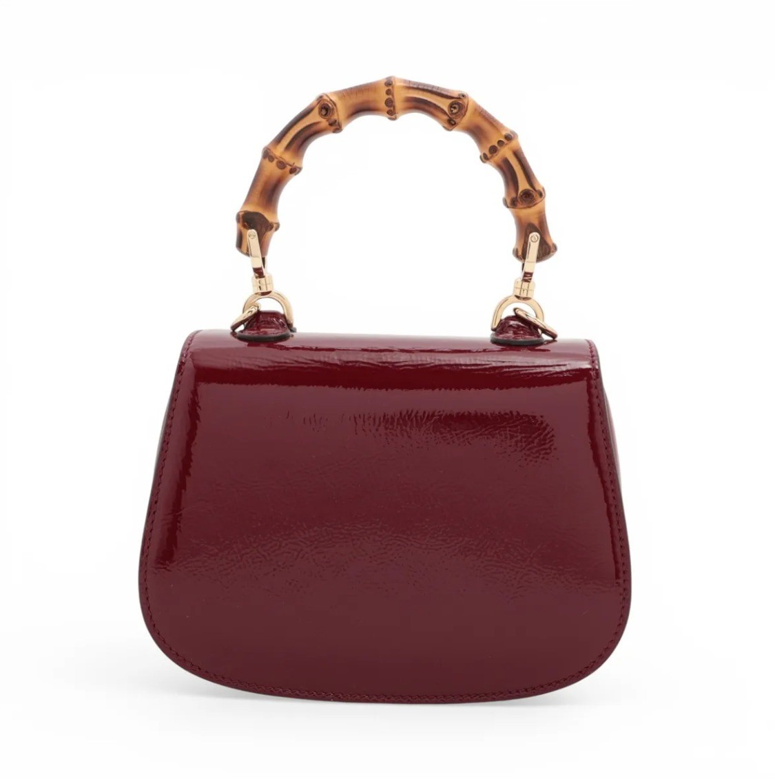 Unused with dust bag. Bamboo 1947 Patent Leather 2-Way Bag, Red, 786482 — view 2