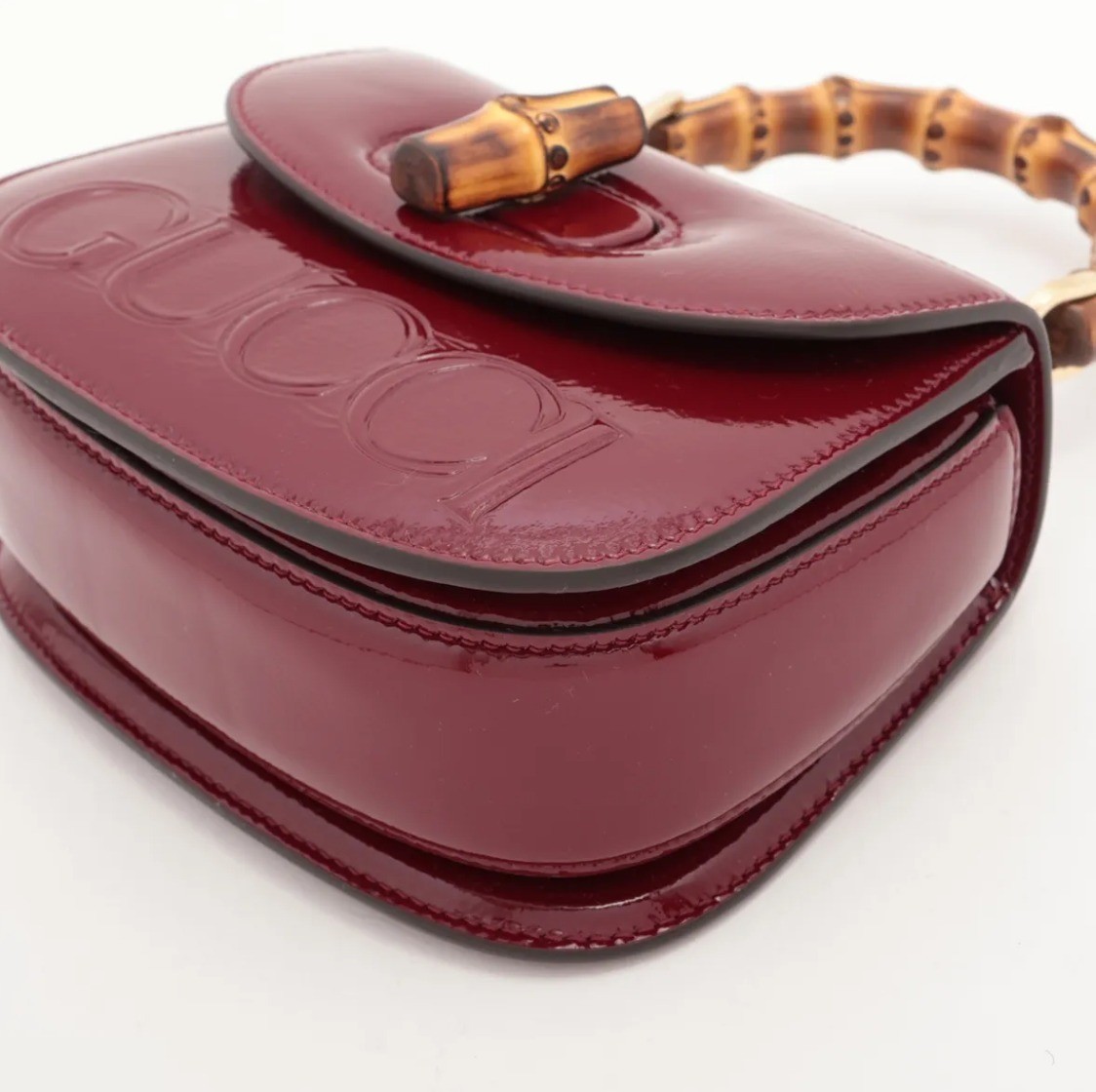 Unused with dust bag. Bamboo 1947 Patent Leather 2-Way Bag, Red, 786482 — view 3