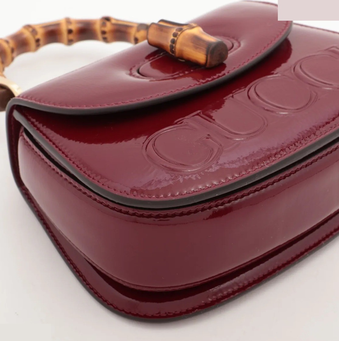 Unused with dust bag. Bamboo 1947 Patent Leather 2-Way Bag, Red, 786482 — view 4