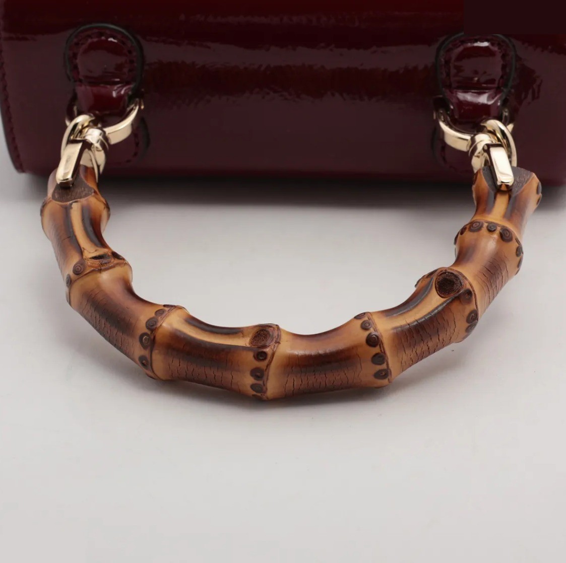 Unused with dust bag. Bamboo 1947 Patent Leather 2-Way Bag, Red, 786482 — view 5