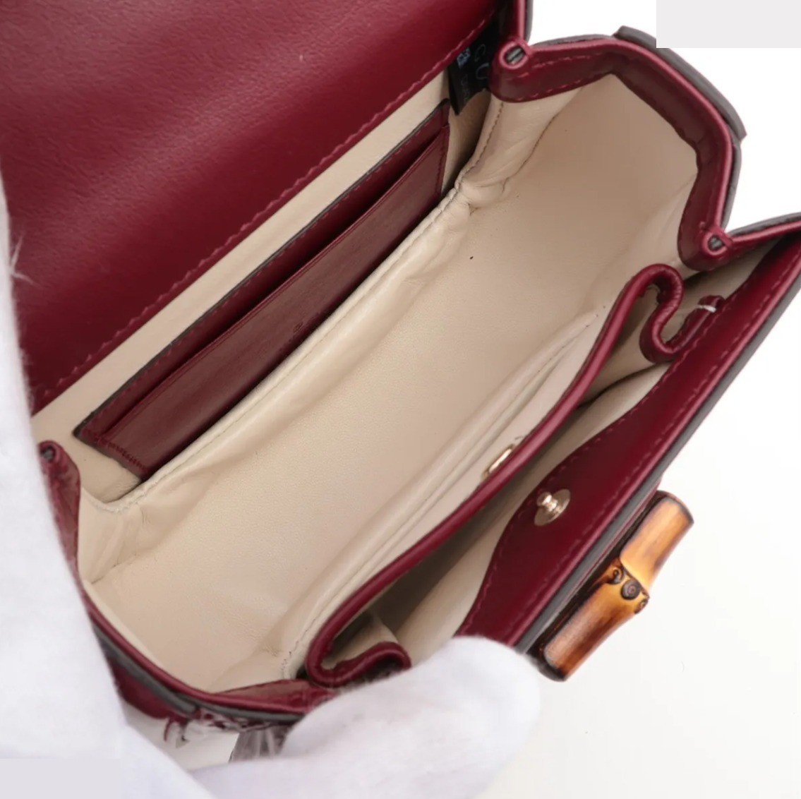 Unused with dust bag. Bamboo 1947 Patent Leather 2-Way Bag, Red, 786482 — view 7