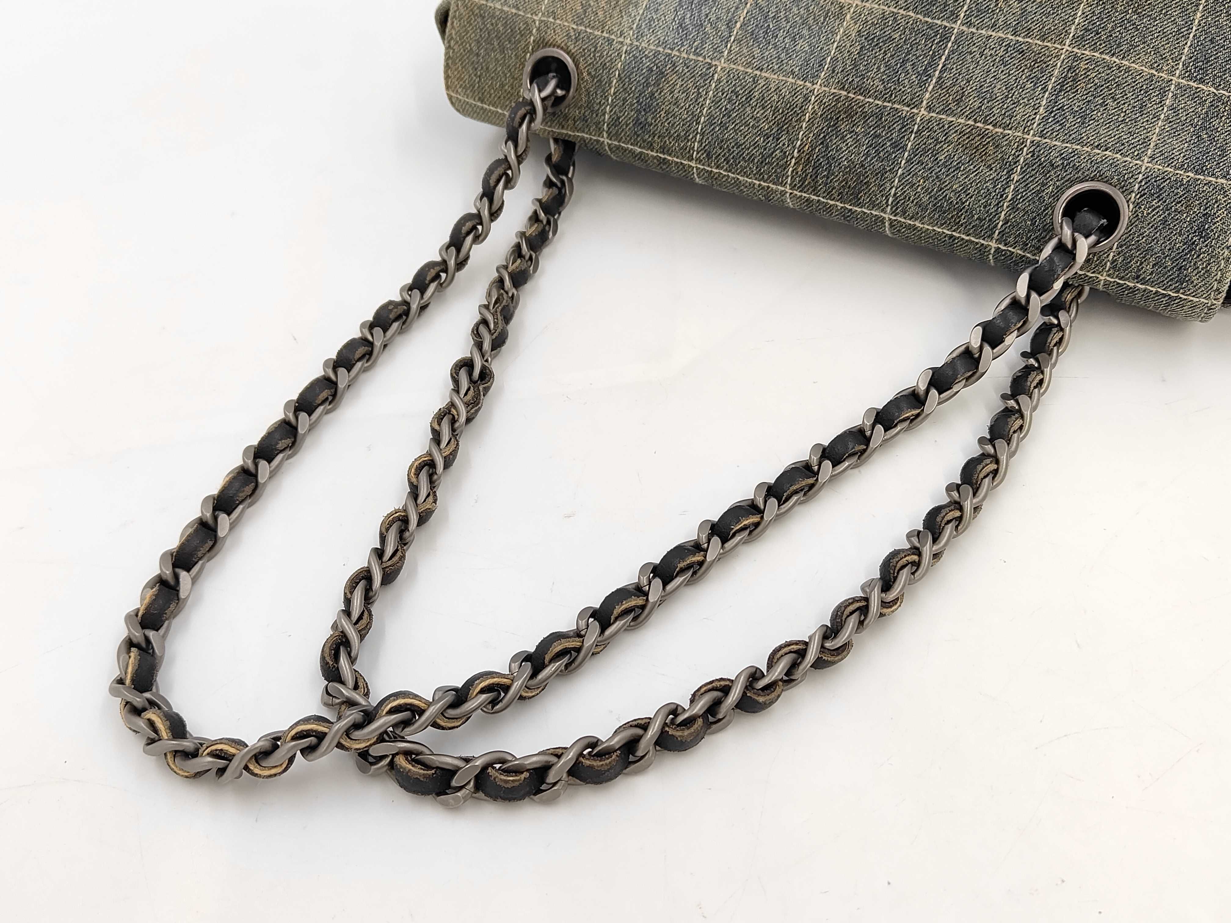 denim chocolate bar chain shoulder bag — view 3
