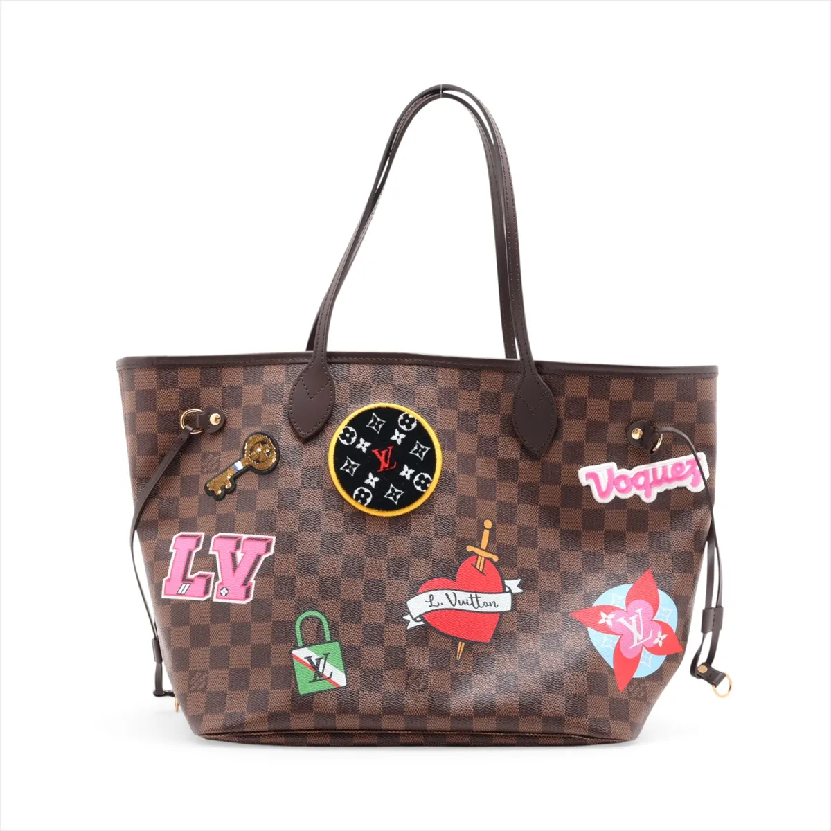 Damier Neverfull MM Patches N40049 AR4148 Brown — view 2