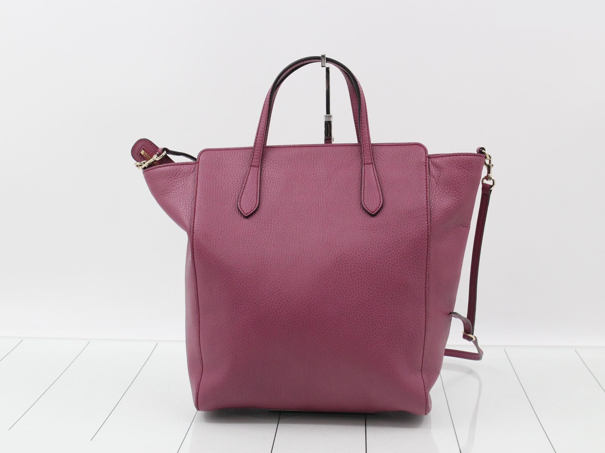 Leather tote bag, purple — view 2
