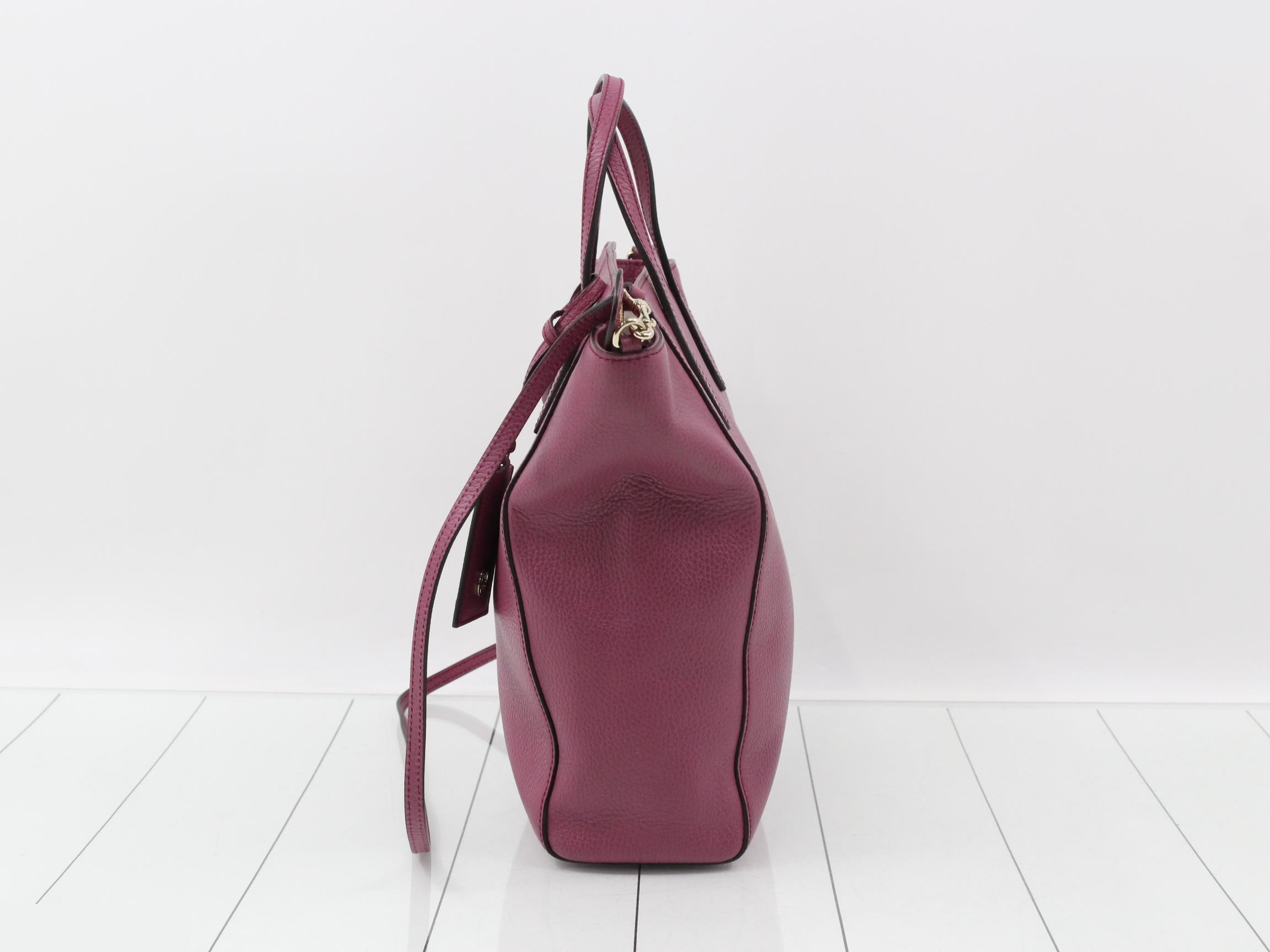 Leather tote bag, purple — view 3