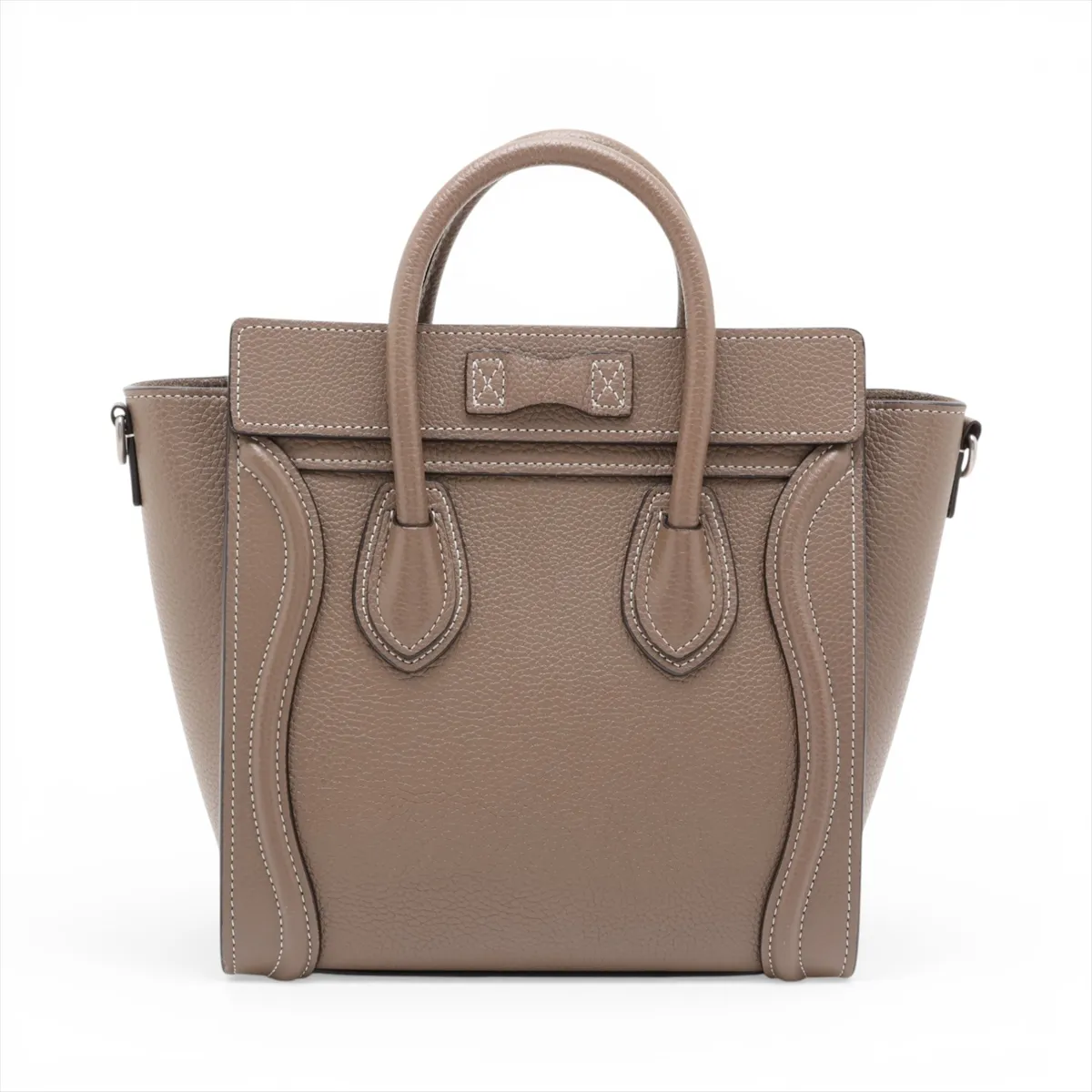 Luggage Nano Shopper Leather 2-Way Handbag, Greige — view 2