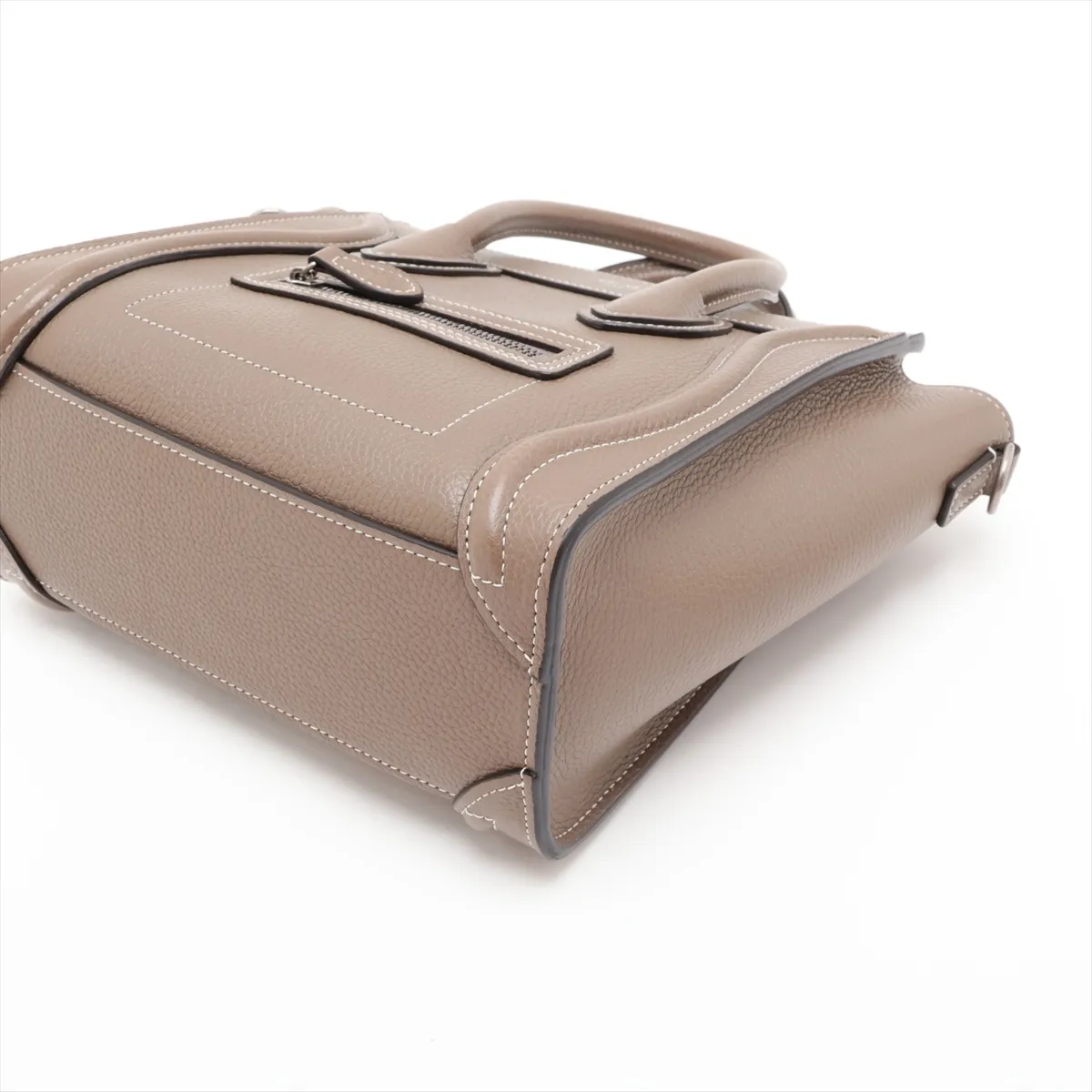 Luggage Nano Shopper Leather 2-Way Handbag, Greige — view 3