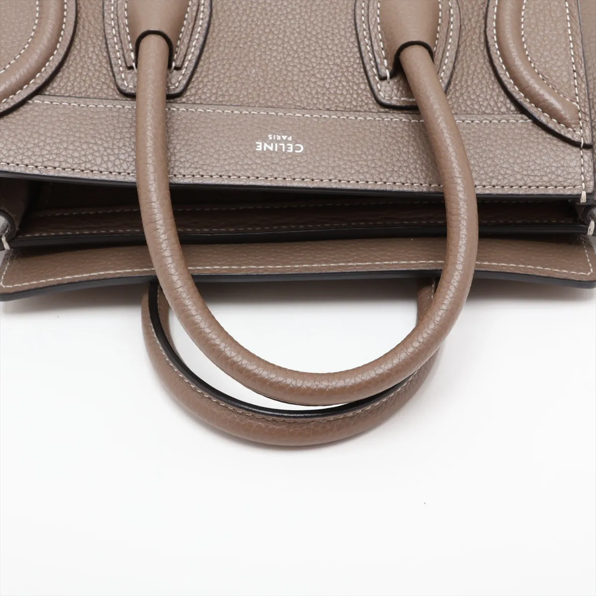 Luggage Nano Shopper Leather 2-Way Handbag, Greige — view 5