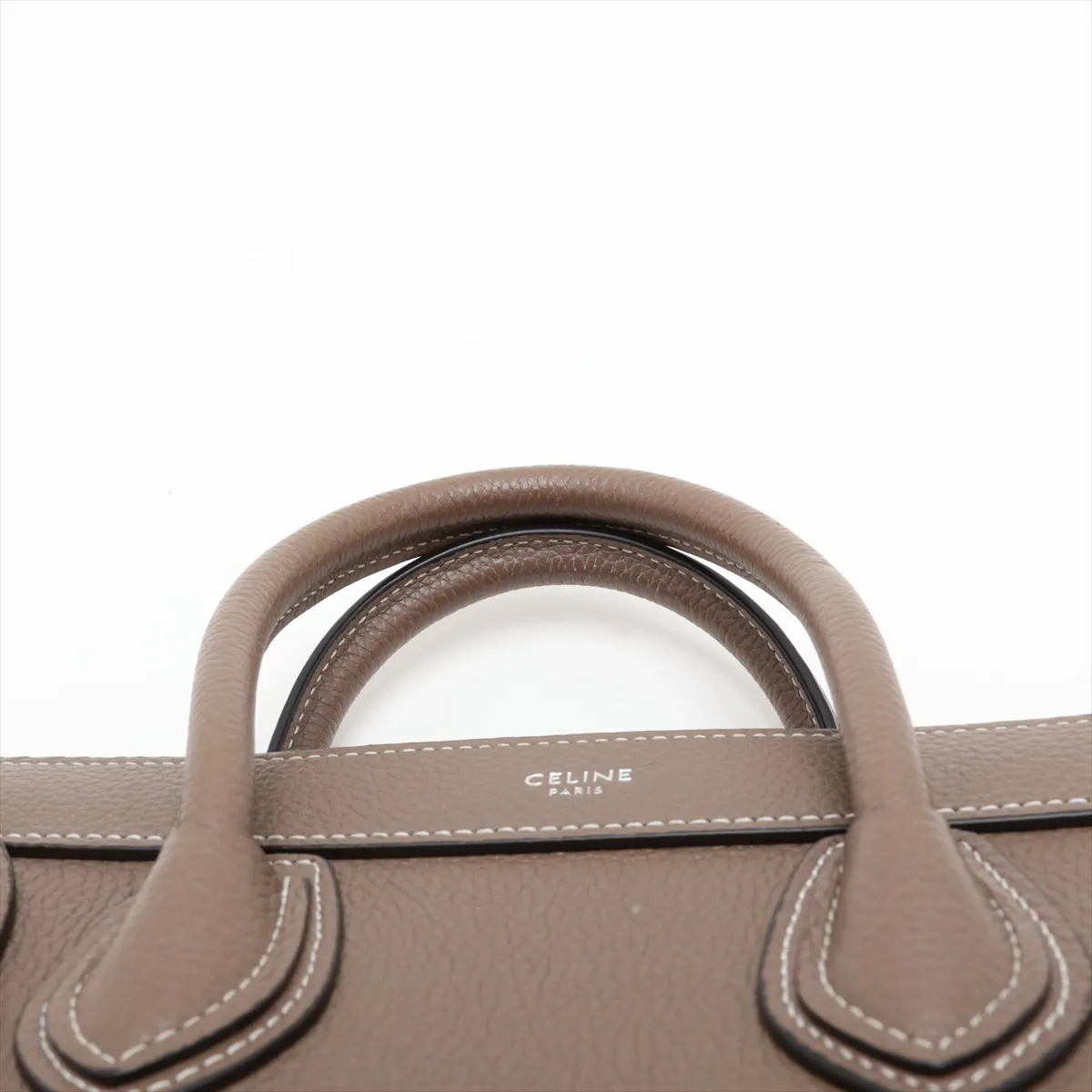 Luggage Nano Shopper Leather 2-Way Handbag, Greige — view 6