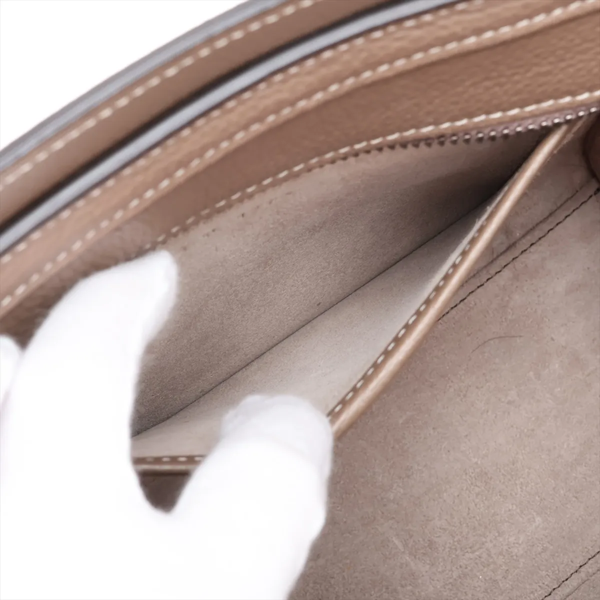 Luggage Nano Shopper Leather 2-Way Handbag, Greige — view 9
