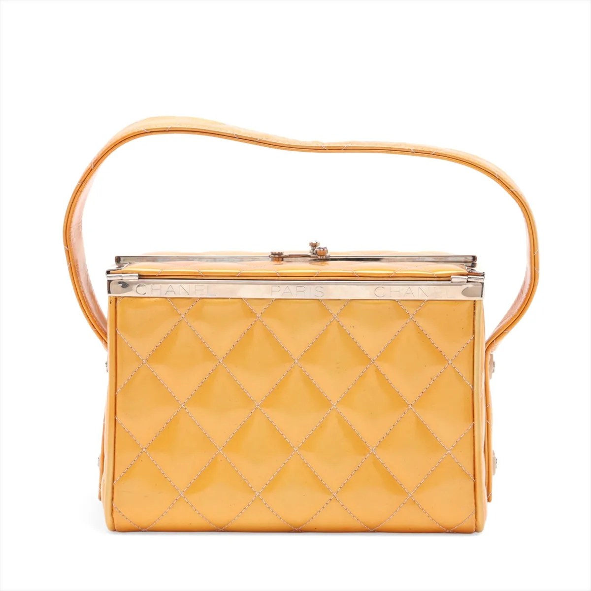 Matelassé Leather Shoulder Bag, Yellow, Silver Hardware, 4161043, Series 4 — view 2