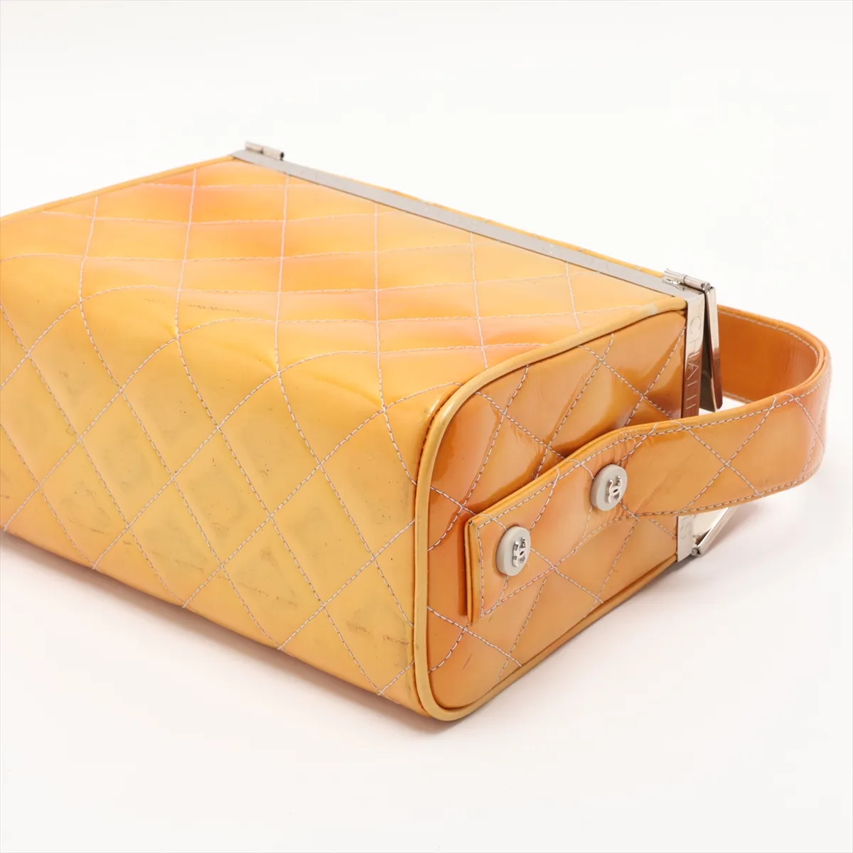 Matelassé Leather Shoulder Bag, Yellow, Silver Hardware, 4161043, Series 4 — view 3