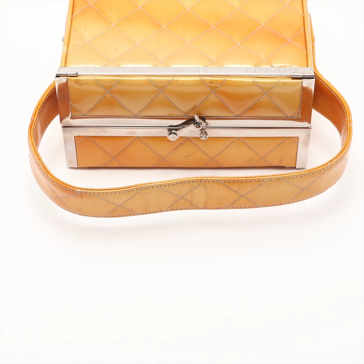 Matelassé Leather Shoulder Bag, Yellow, Silver Hardware, 4161043, Series 4 — view 5