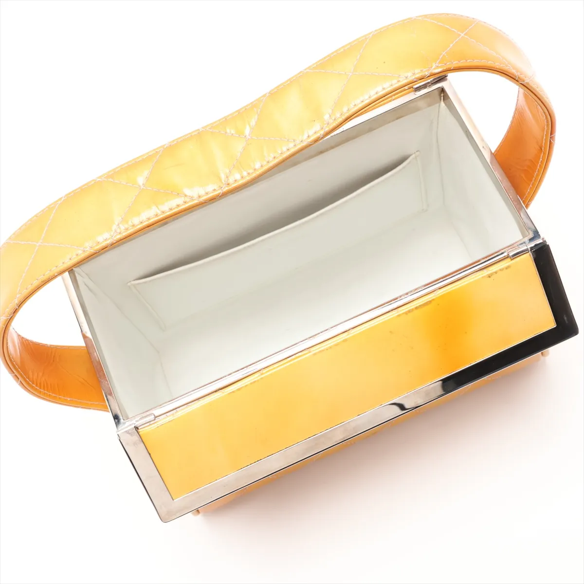 Matelassé Leather Shoulder Bag, Yellow, Silver Hardware, 4161043, Series 4 — view 7