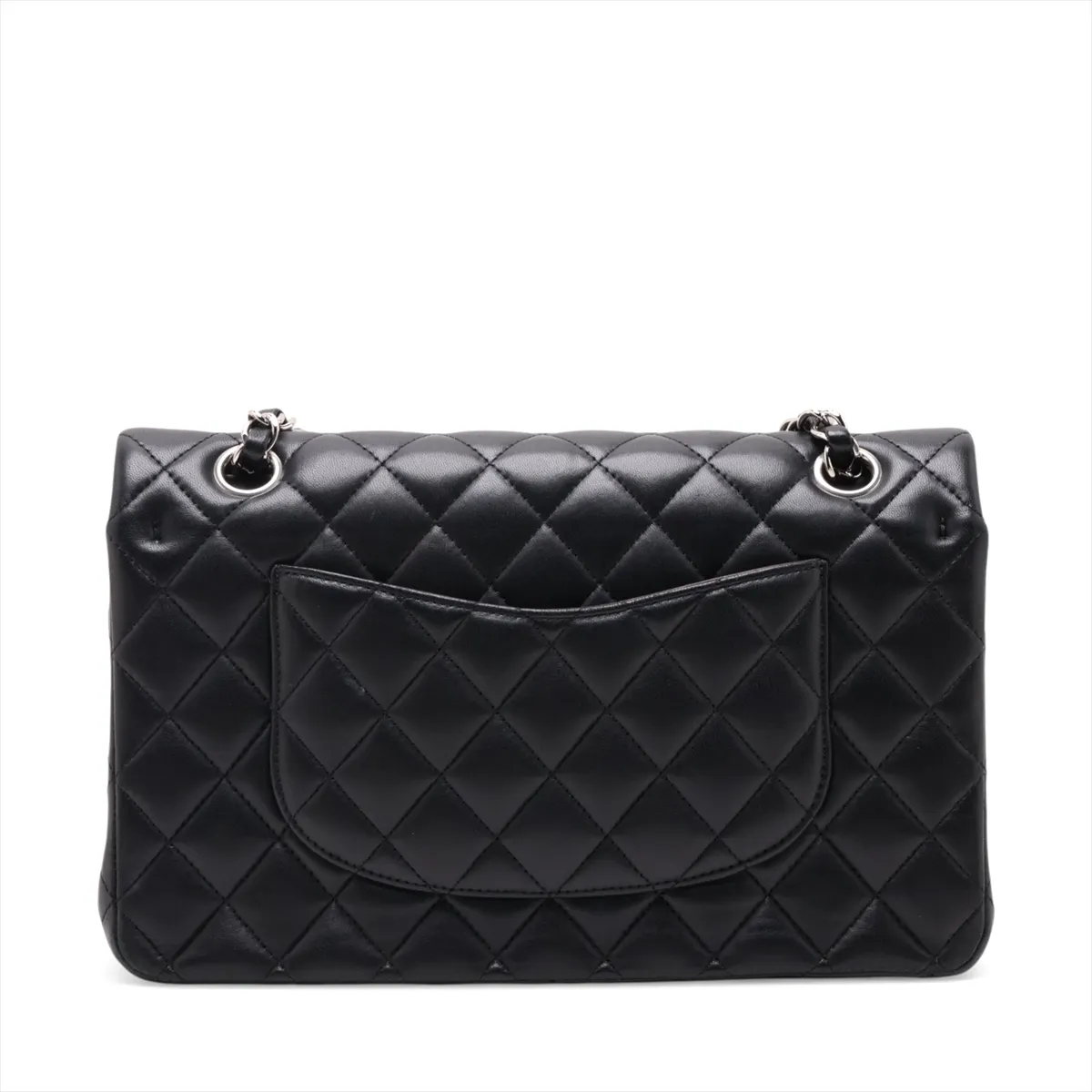 [Individually packaged] Chanel Matelassé 25 Lambskin Double Flap Double Chain Bag, Black with Silver Hardware, 21270423, Serial Number 21, A01112 — view 2