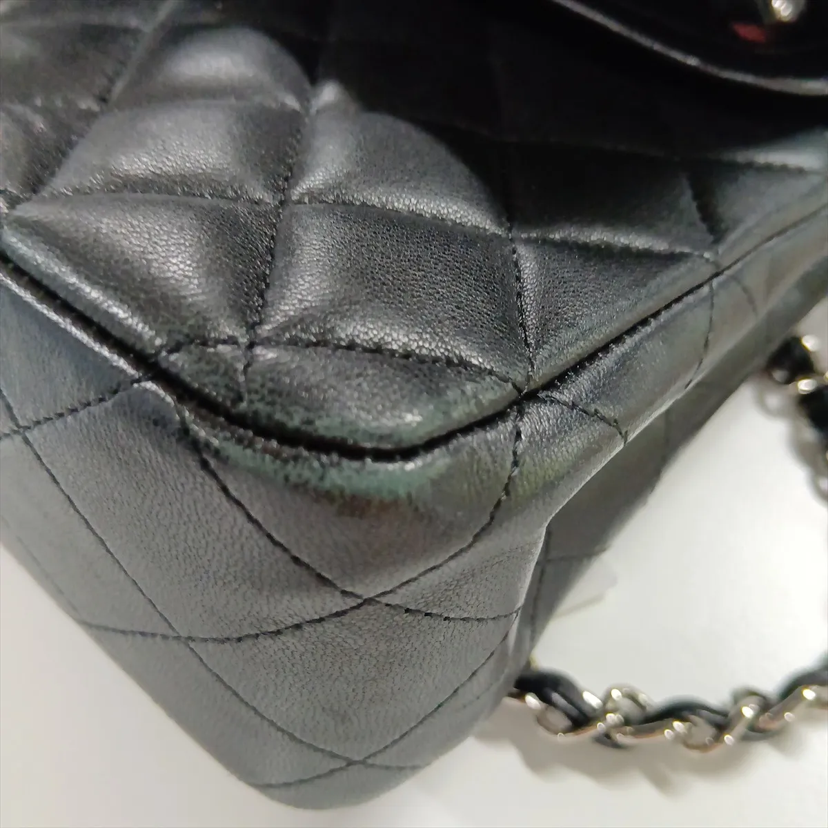 [Individually packaged] Chanel Matelassé 25 Lambskin Double Flap Double Chain Bag, Black with Silver Hardware, 21270423, Serial Number 21, A01112 — view 13