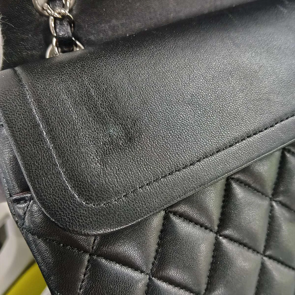[Individually packaged] Chanel Matelassé 25 Lambskin Double Flap Double Chain Bag, Black with Silver Hardware, 21270423, Serial Number 21, A01112 — view 14