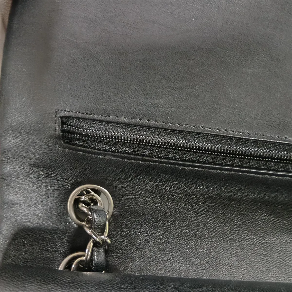 [Individually packaged] Chanel Matelassé 25 Lambskin Double Flap Double Chain Bag, Black with Silver Hardware, 21270423, Serial Number 21, A01112 — view 15