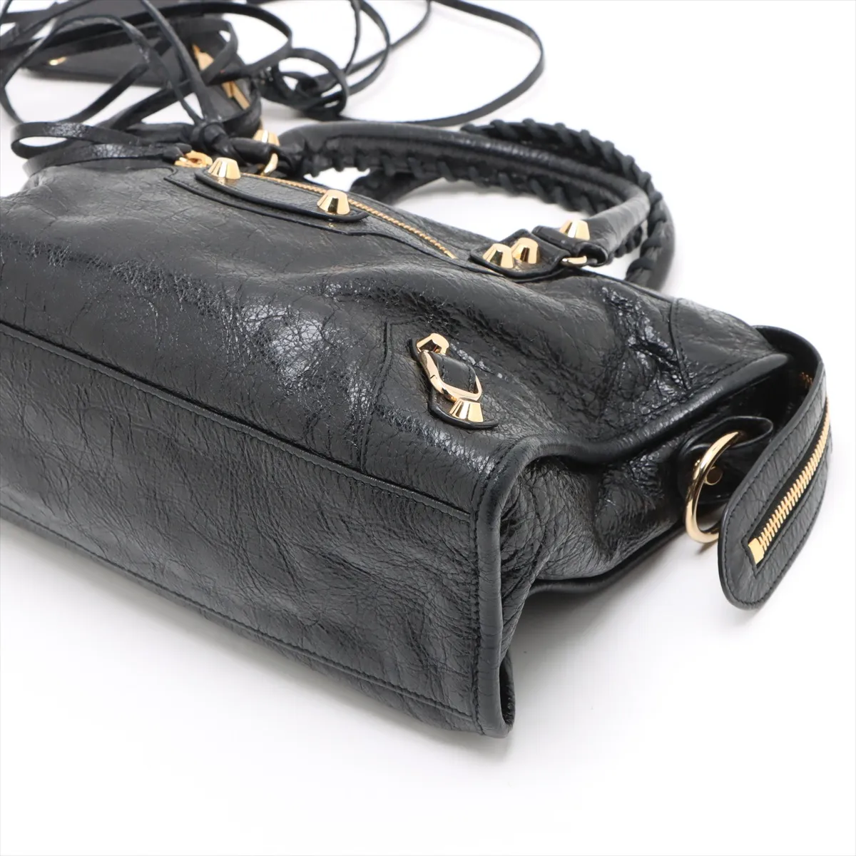 Classic City Leather 2-Way Handbag, Black, 431621, with Mirror — view 3