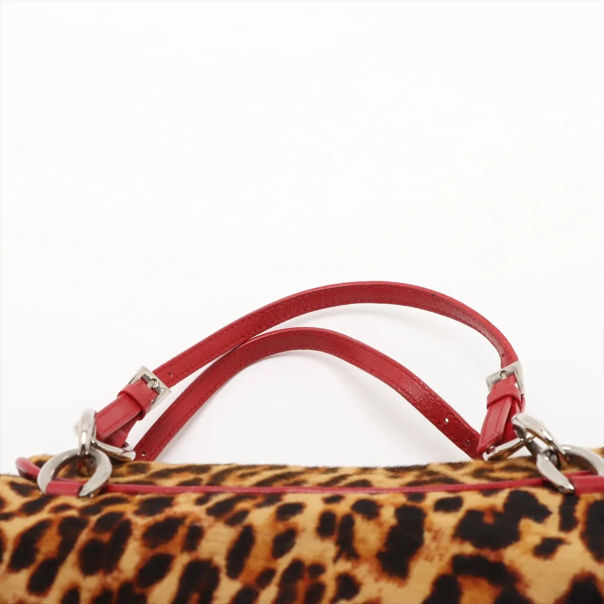 Logo Haraco x Leather Chain Handbag Brown x Red — view 6