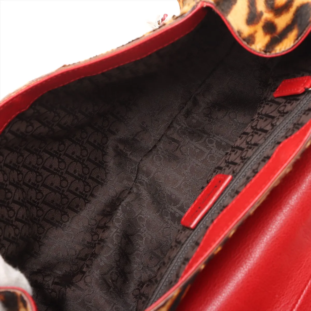 Logo Haraco x Leather Chain Handbag Brown x Red — view 7